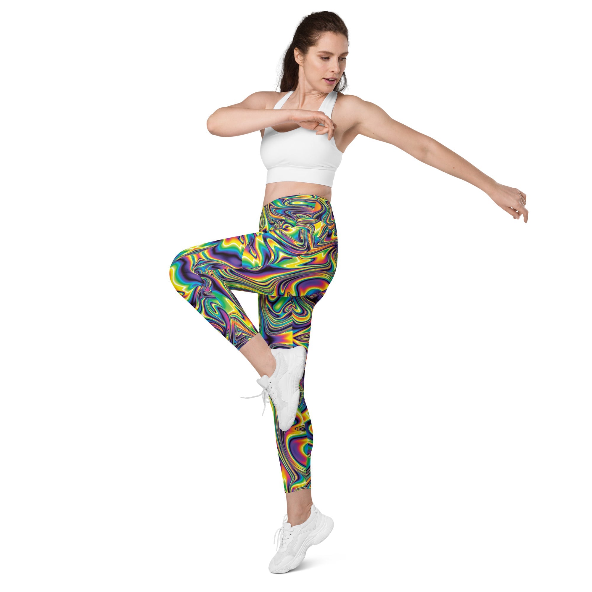 Vibrant Psychedelic Leggings with Pockets
