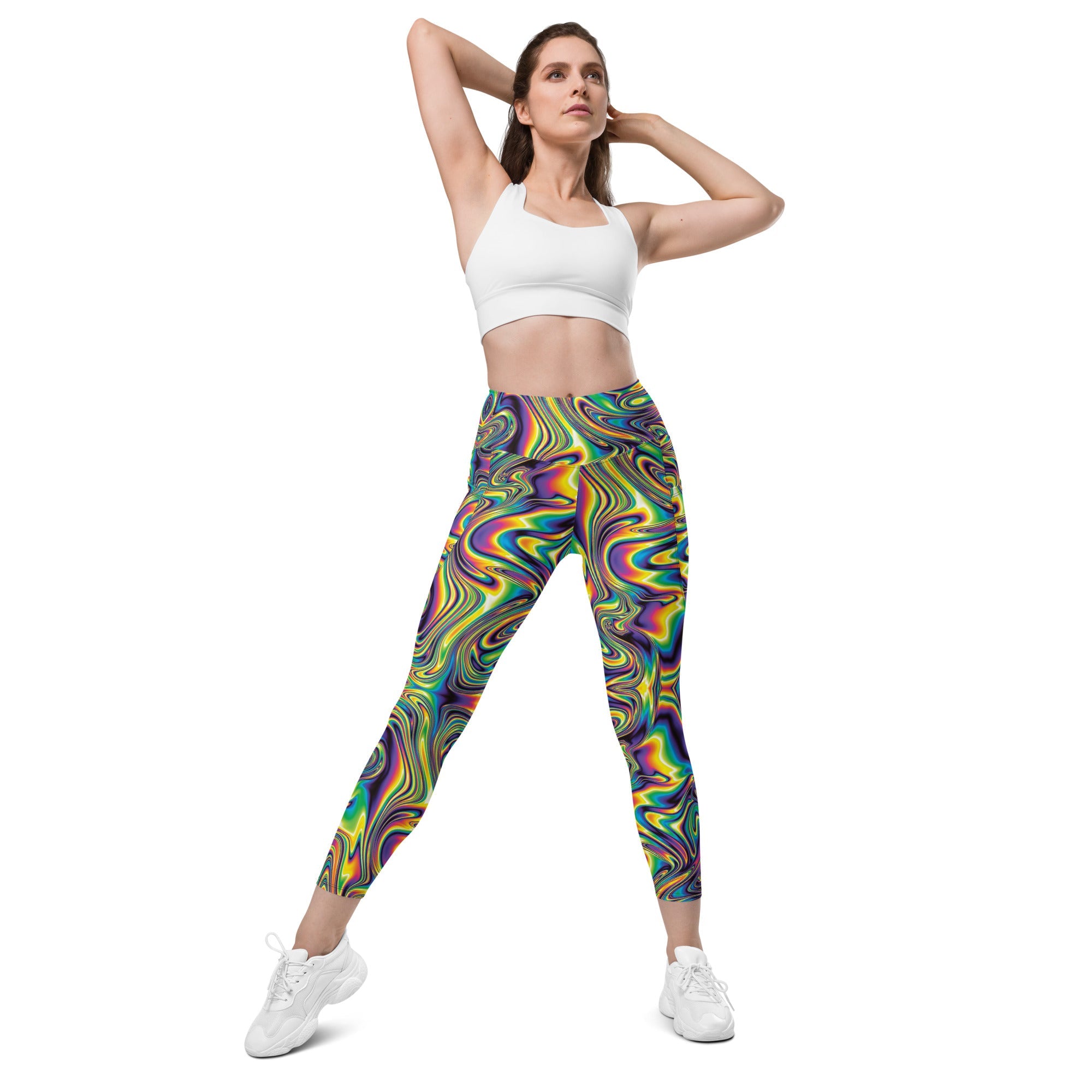 Vibrant Psychedelic Leggings with Pockets
