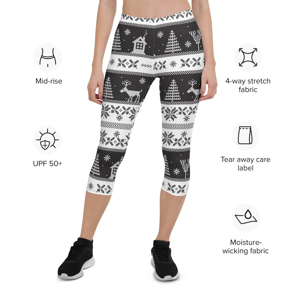 Vintage Black & White Christmas Capris
