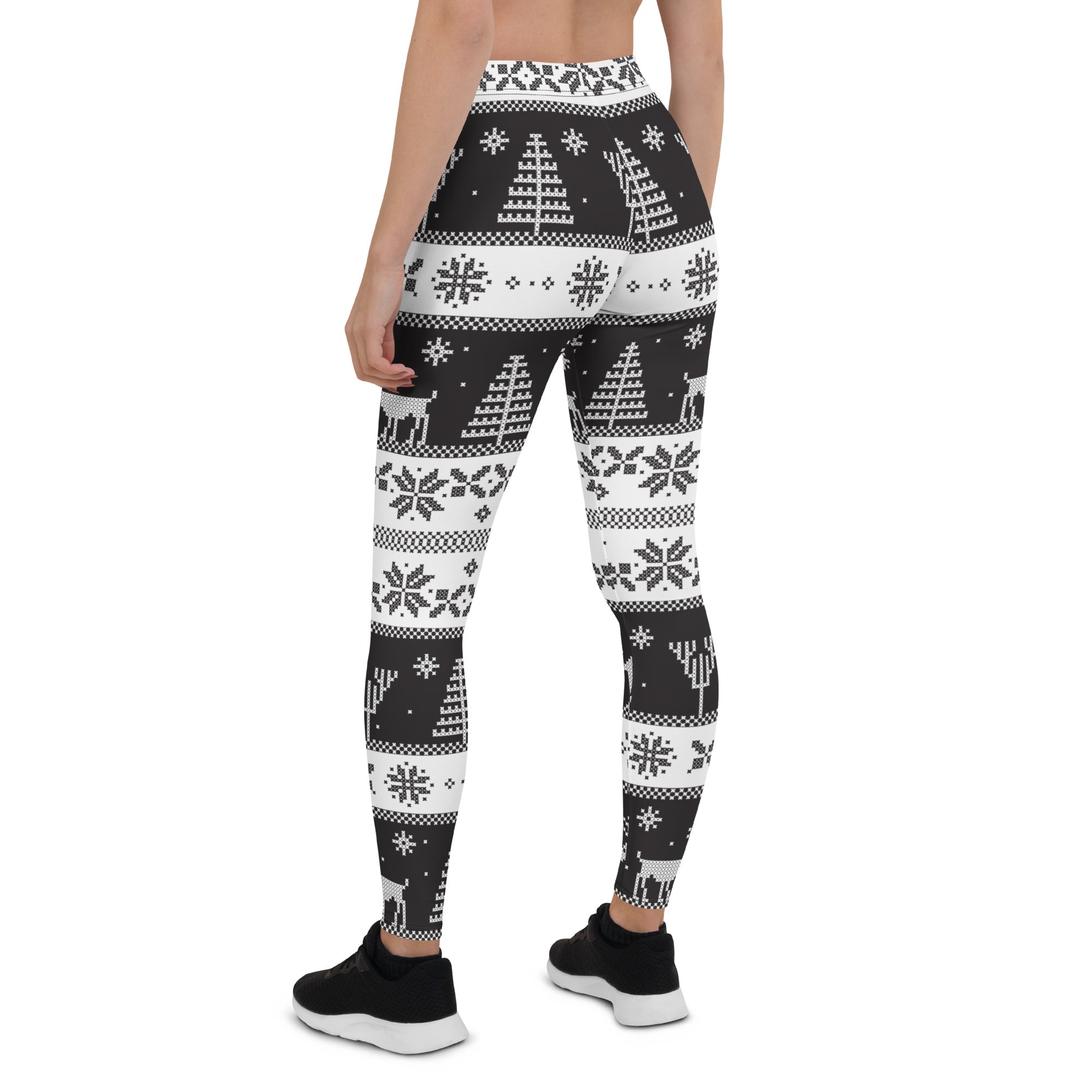 Vintage Black & White Christmas Leggings