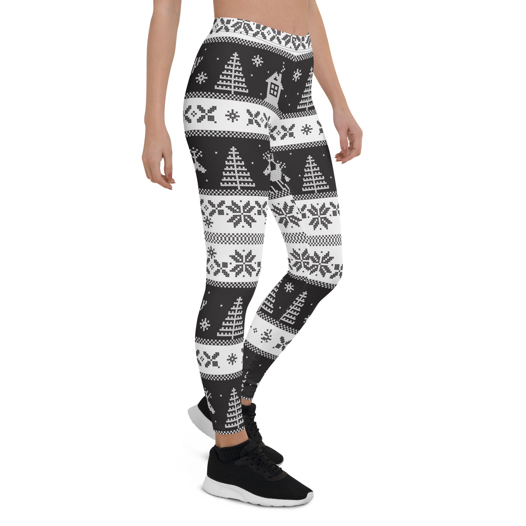 Vintage Black & White Christmas Leggings