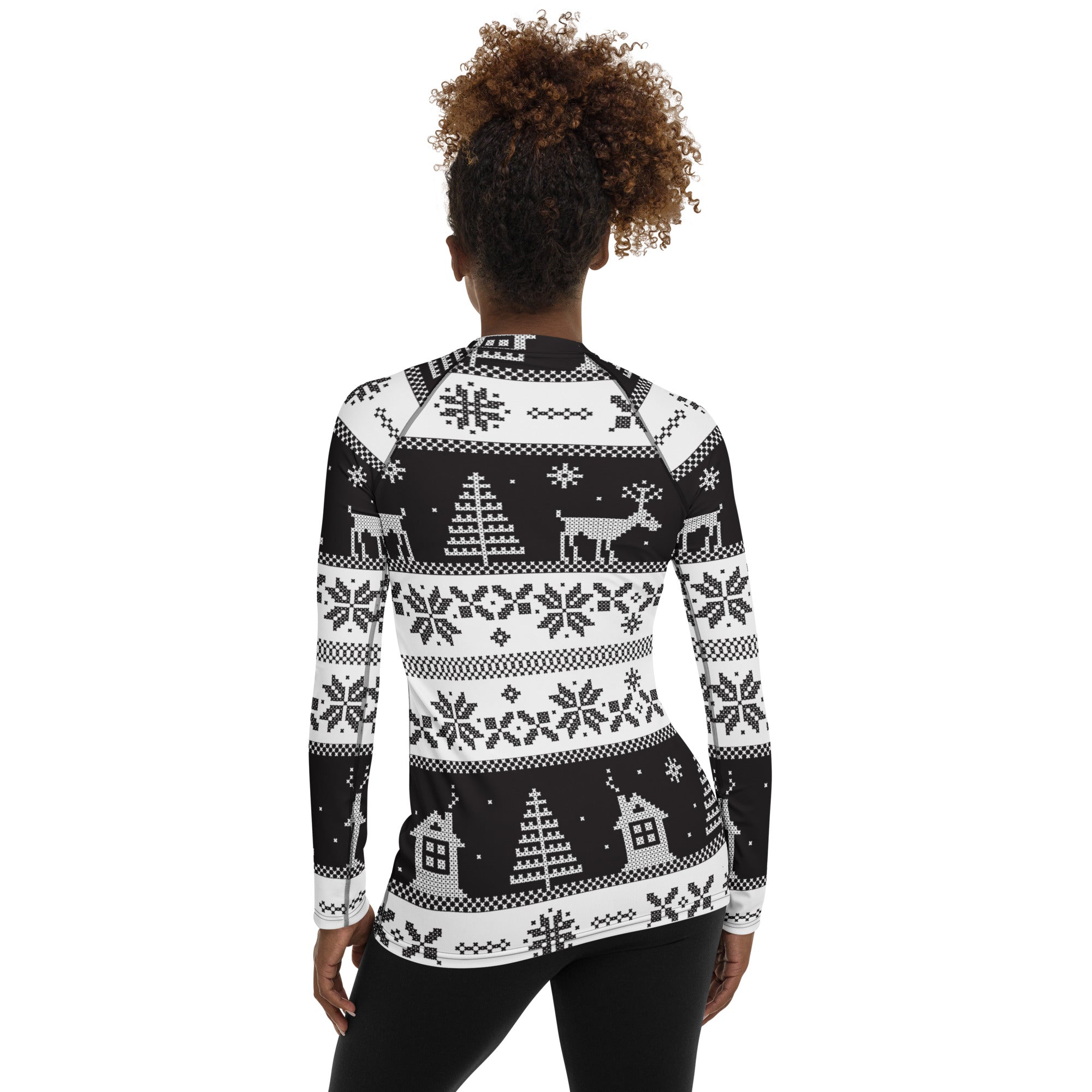 Vintage Black & White Christmas Rash Guard