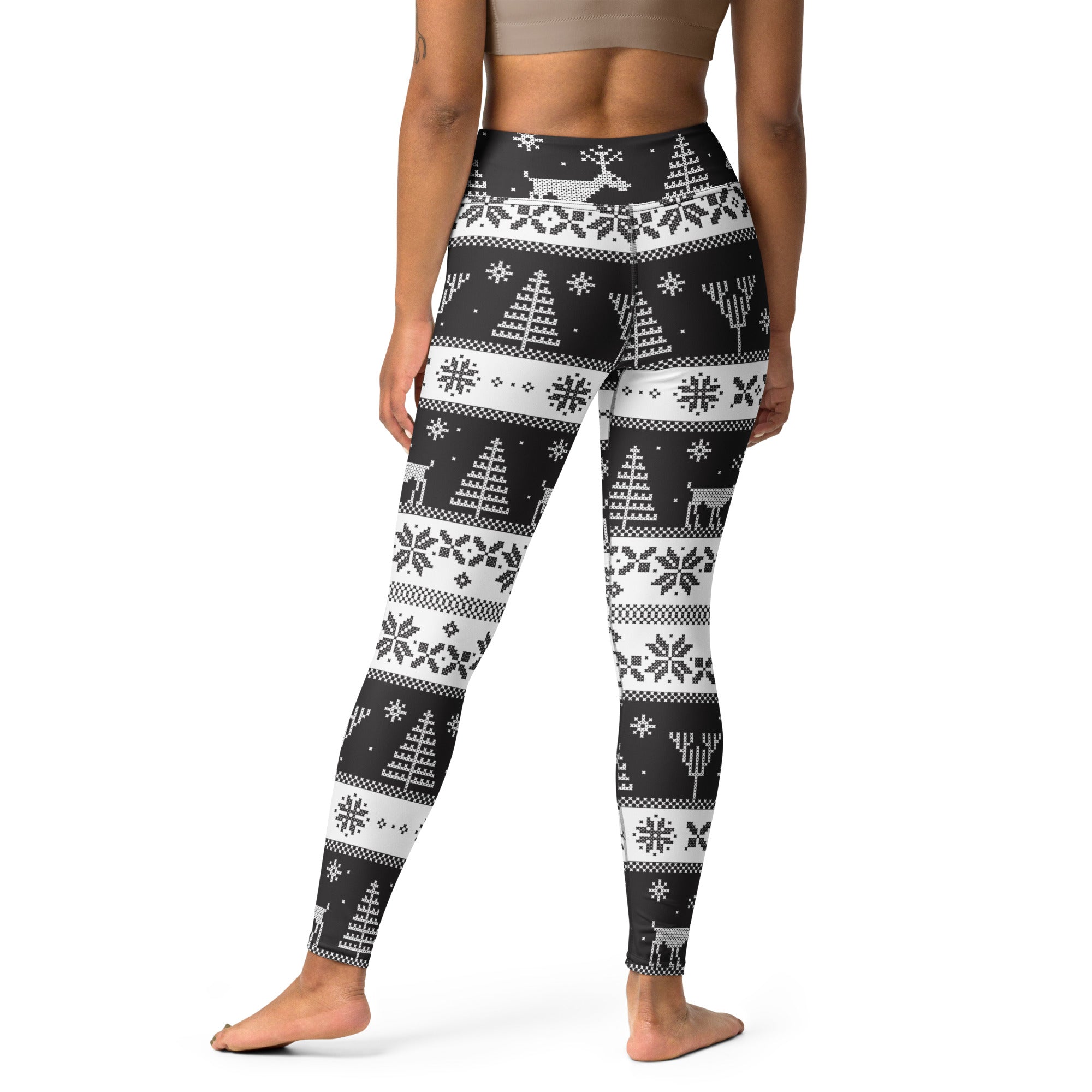 Vintage Black & White Christmas Yoga Leggings