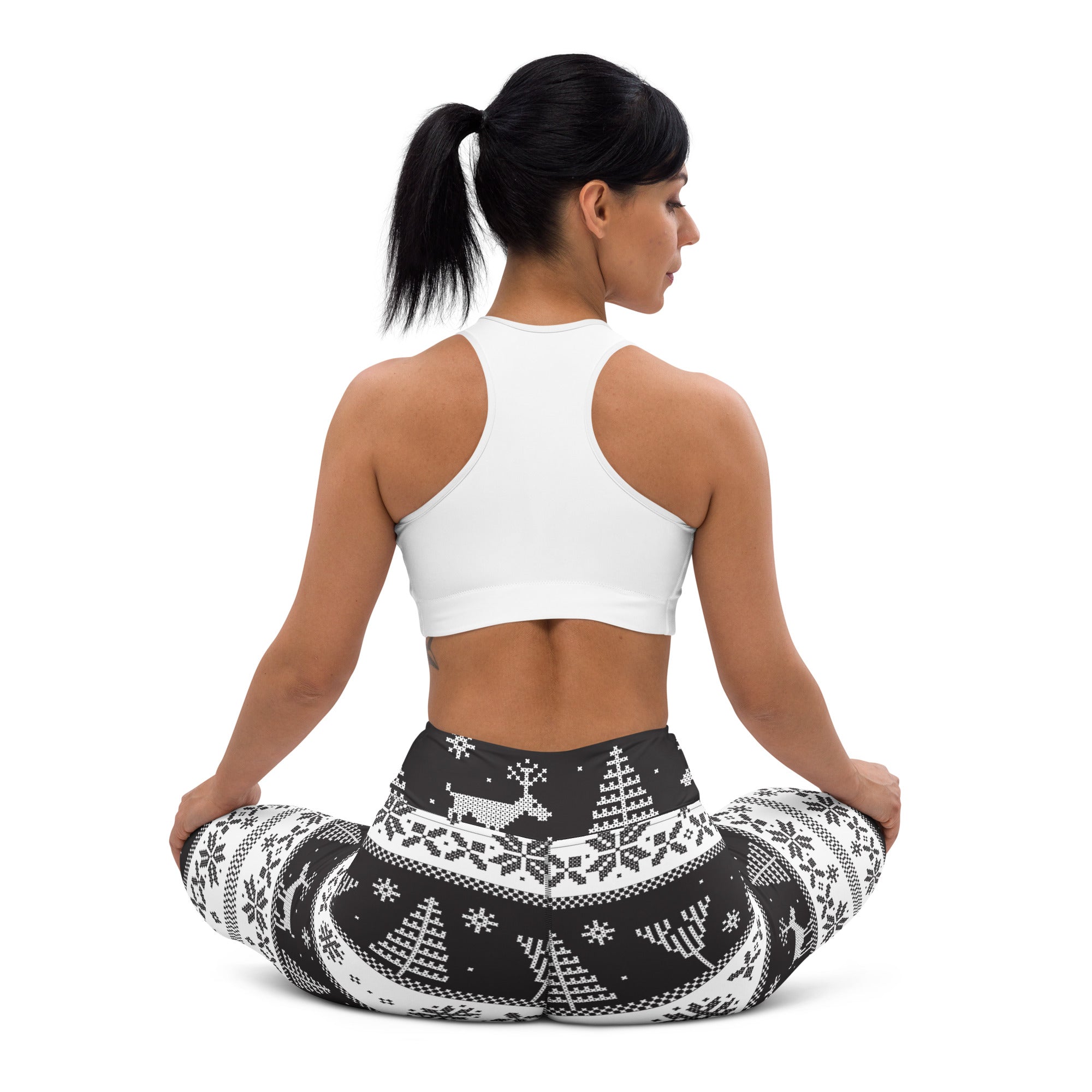 Vintage Black & White Christmas Yoga Leggings