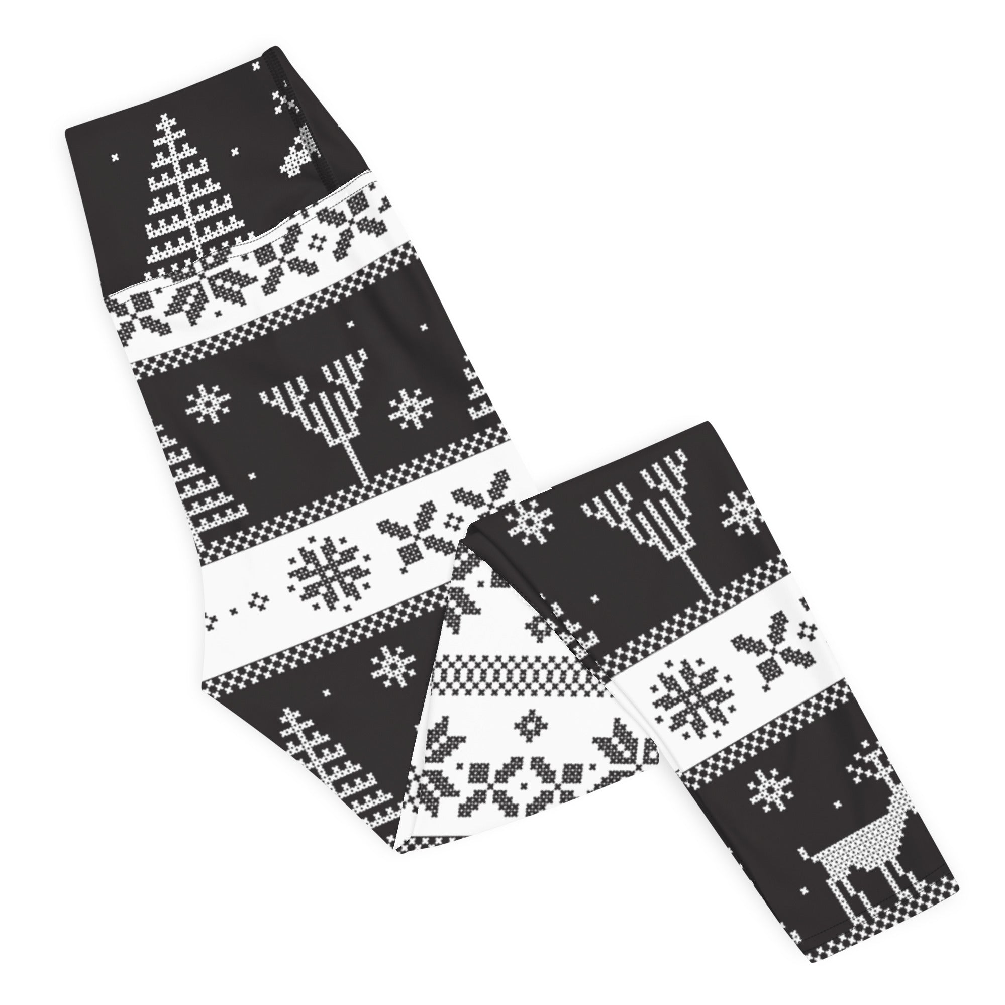 Vintage Black & White Christmas Yoga Leggings