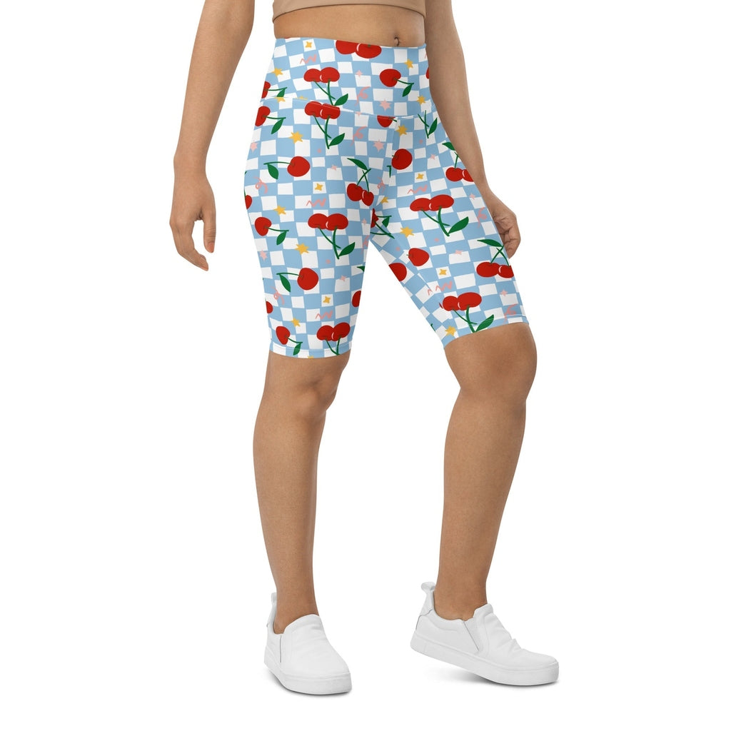 Vintage Cherry Checkered Biker Shorts