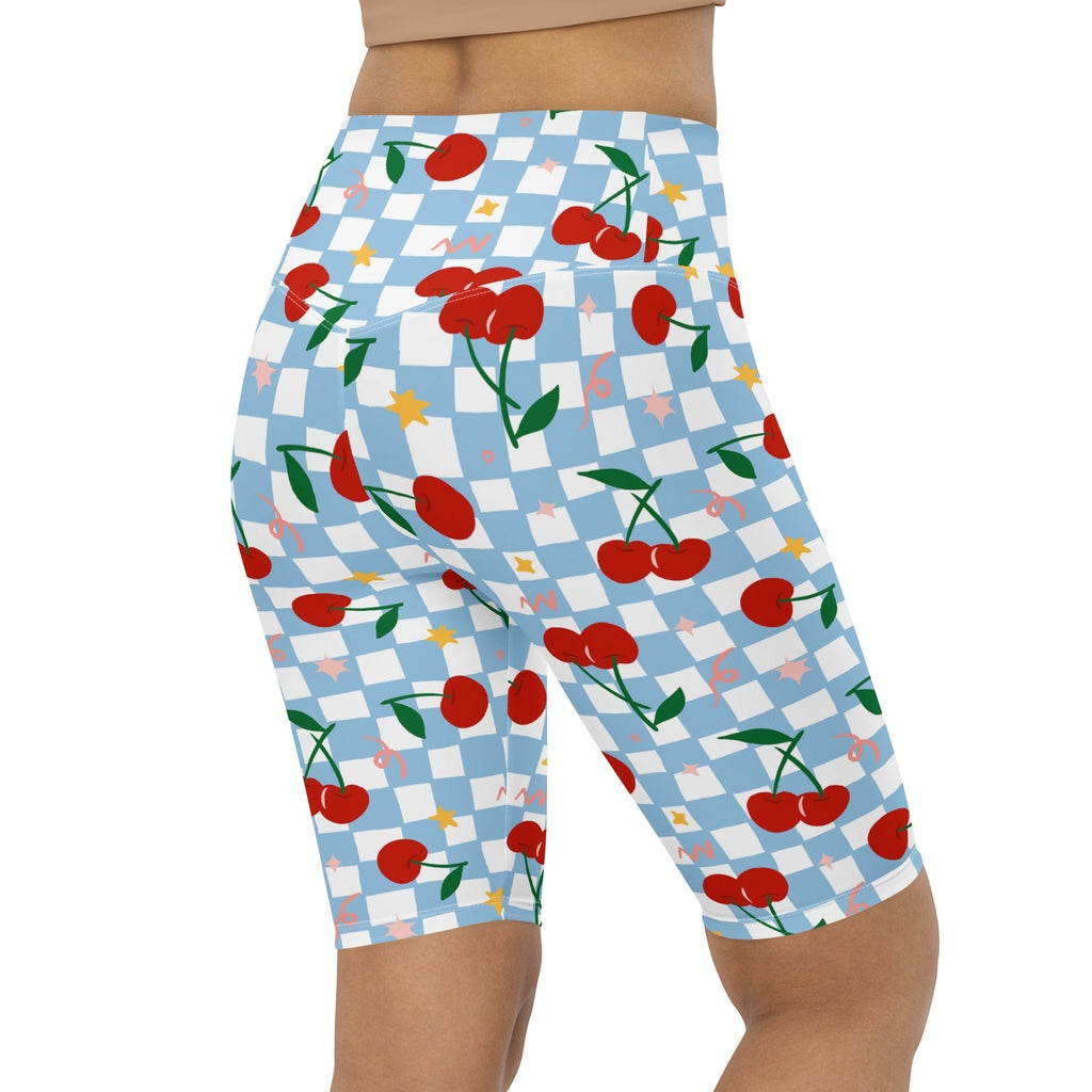 Vintage Cherry Checkered Biker Shorts