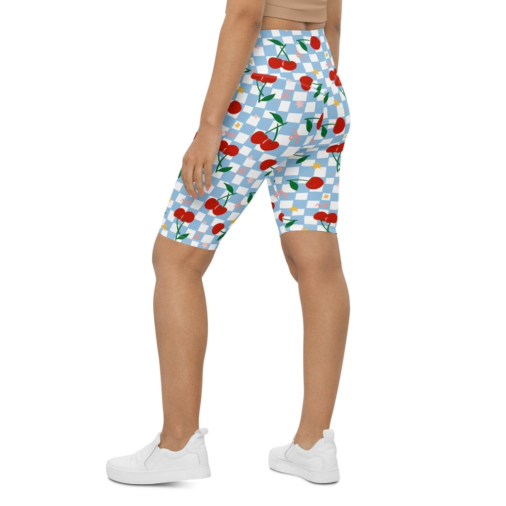 Vintage Cherry Checkered Biker Shorts