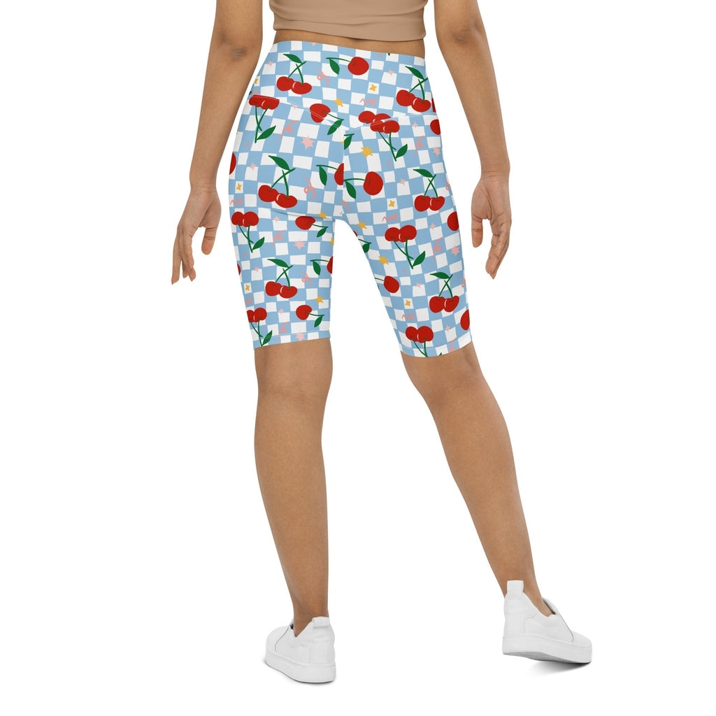Vintage Cherry Checkered Biker Shorts