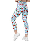 Vintage Cherry Checkered Crossover Leggings With Pockets