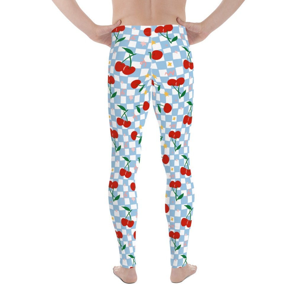 Vintage Cherry Checkered Men's Leggings