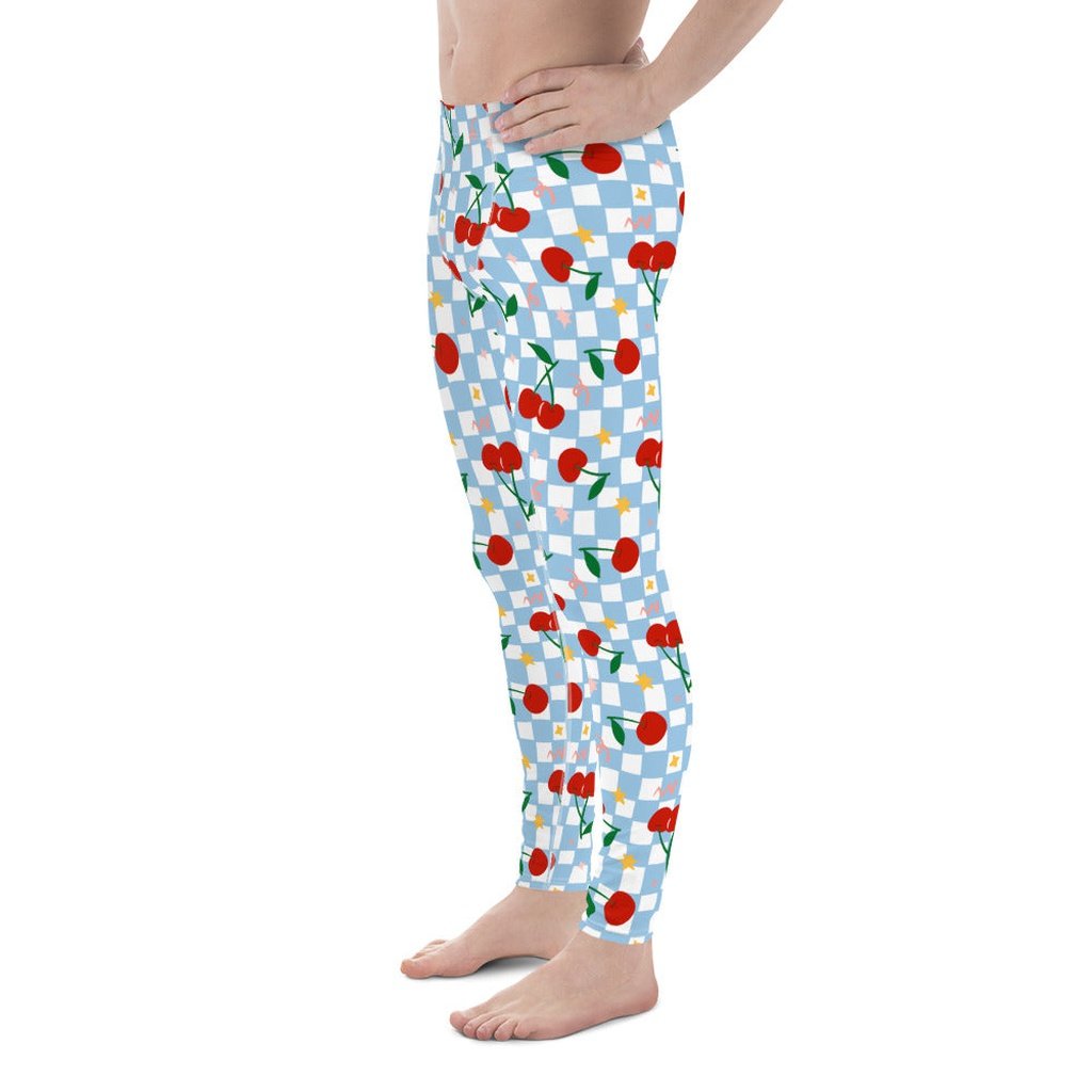 Vintage Cherry Checkered Men's Leggings