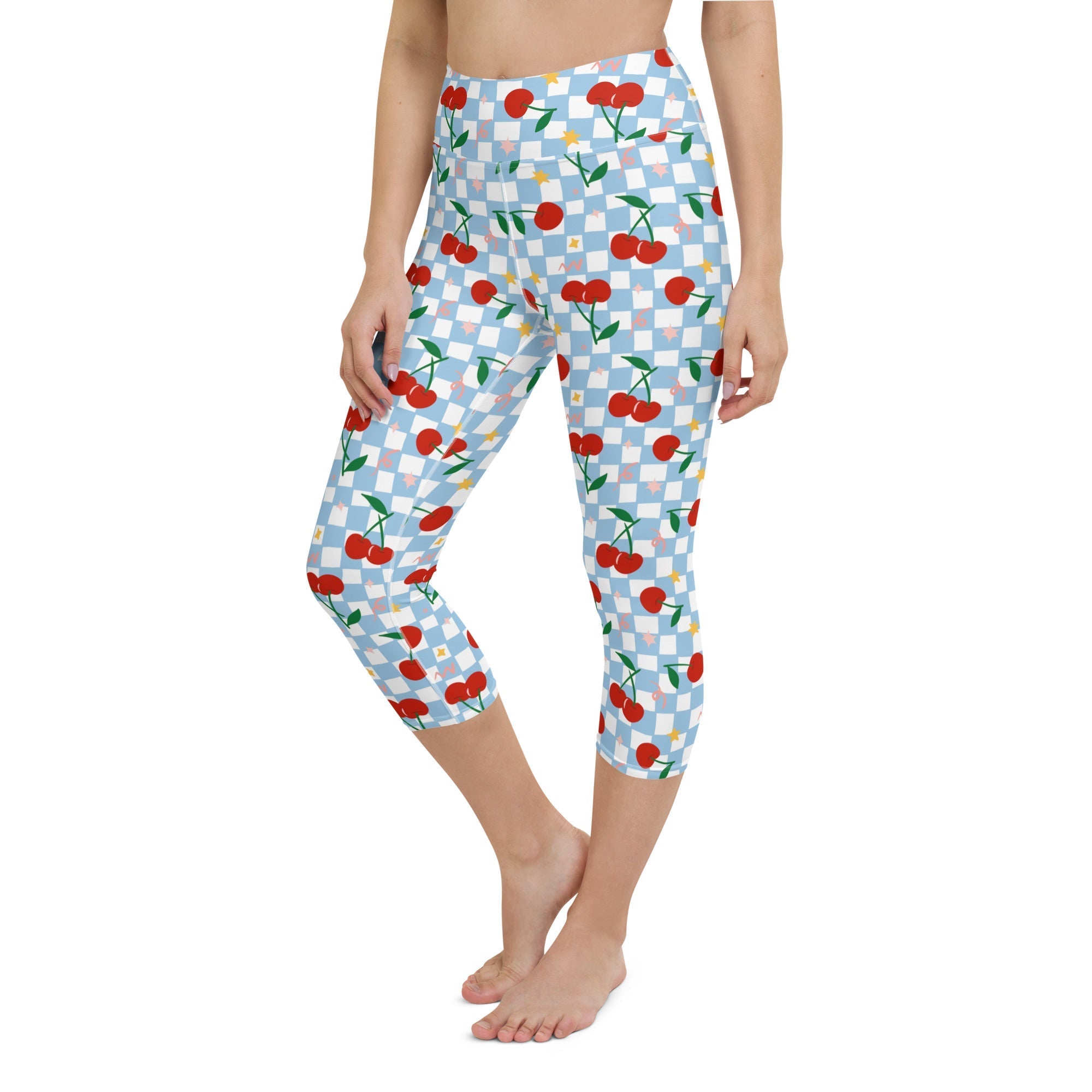 Vintage Cherry Checkered Yoga Capris