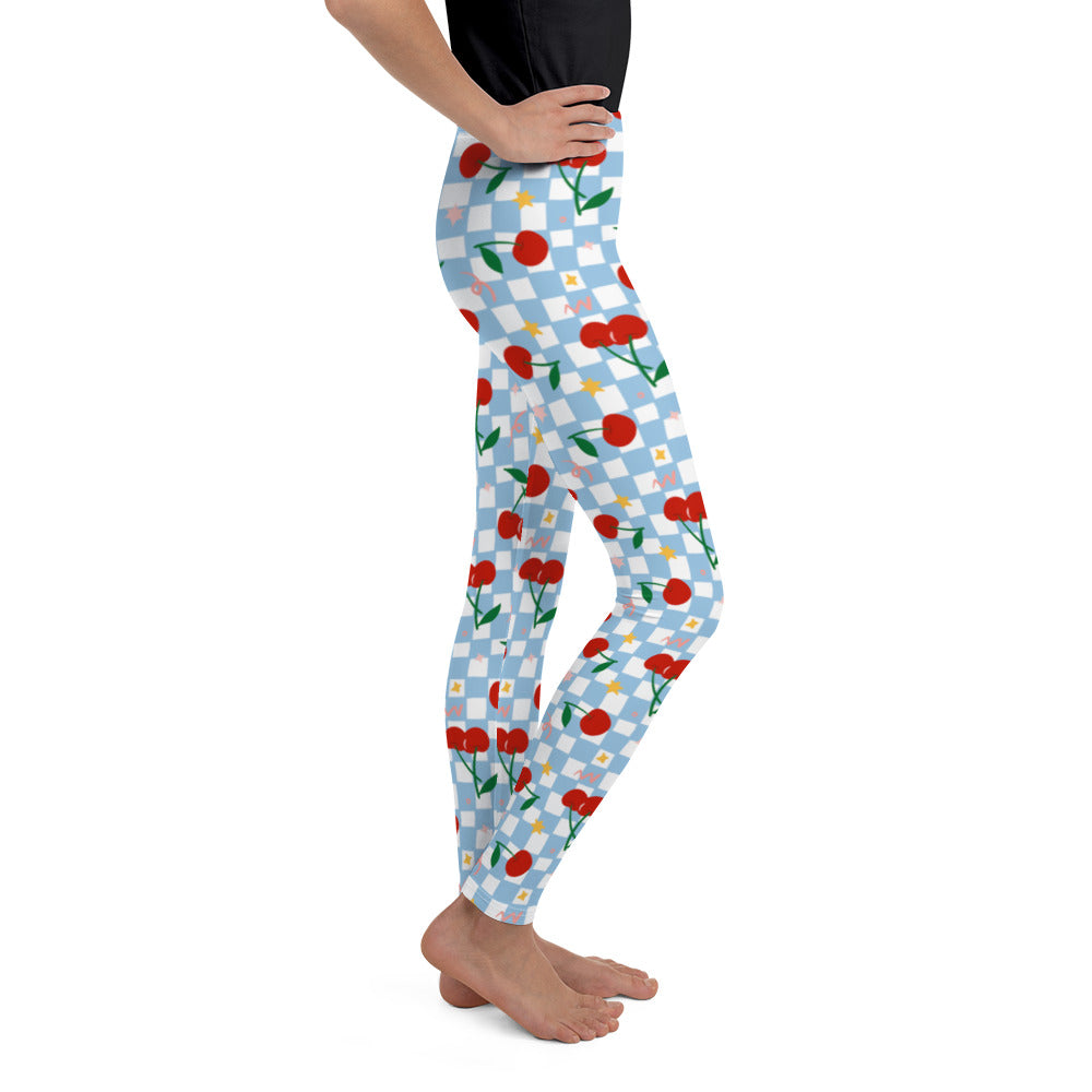Vintage Cherry Checkered Youth Leggings