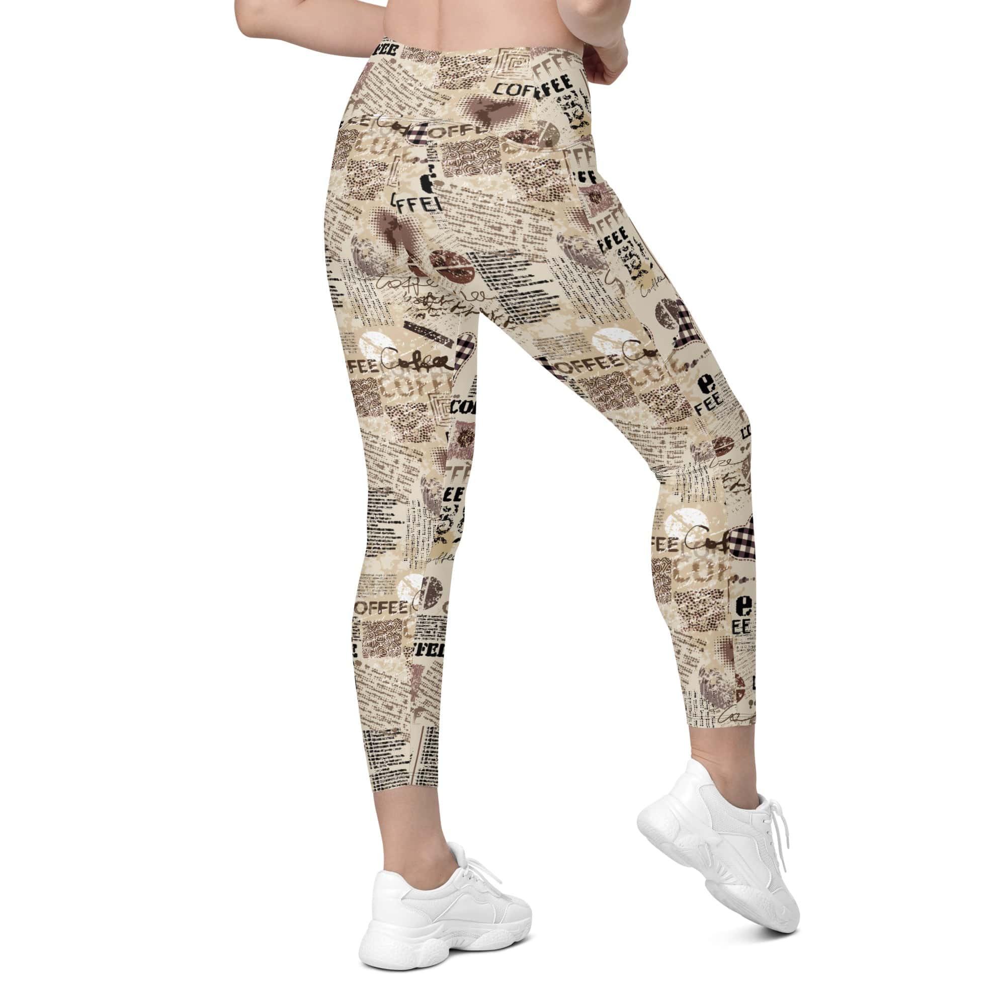 Vintage Coffee Leggings With Pockets