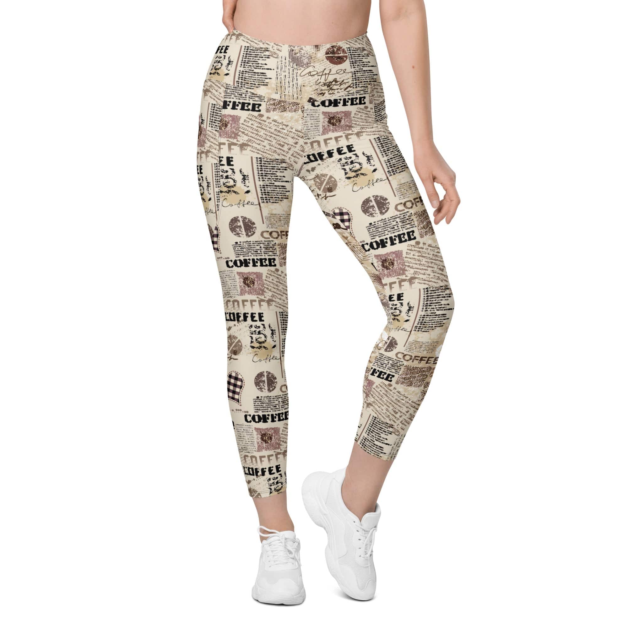 Vintage Coffee Leggings With Pockets