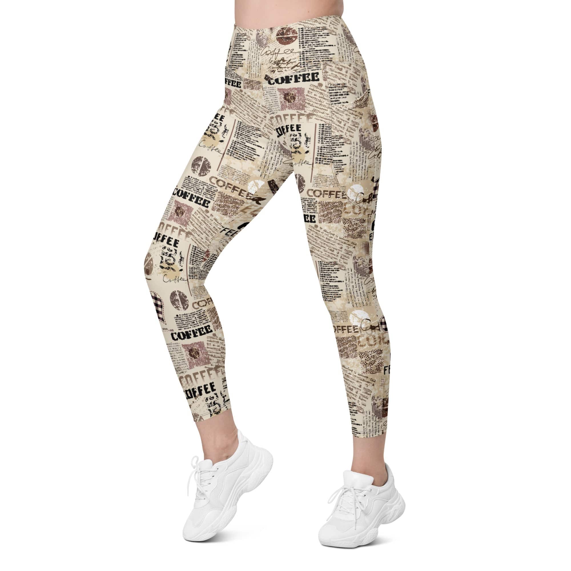Vintage Coffee Leggings With Pockets