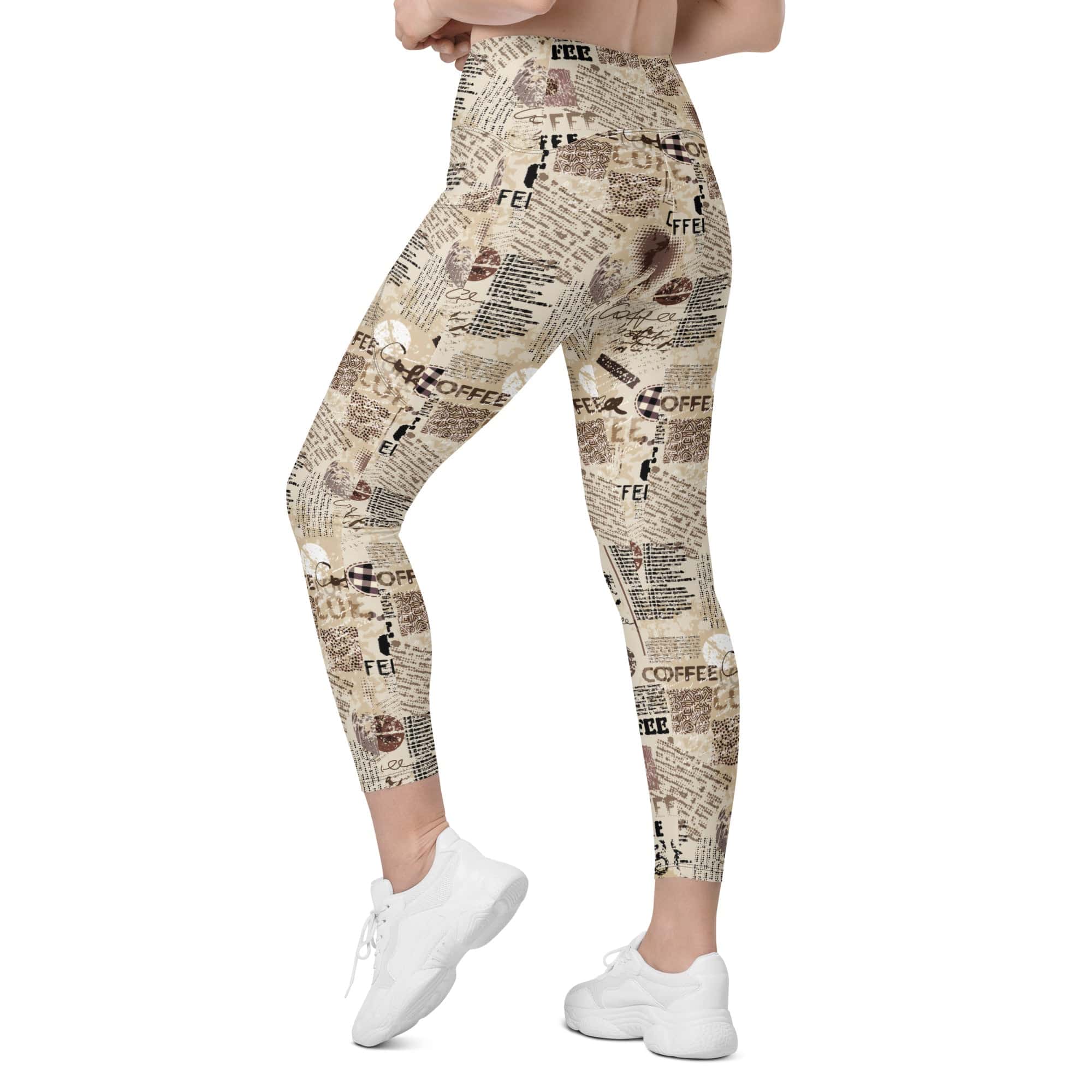 Vintage Coffee Leggings With Pockets