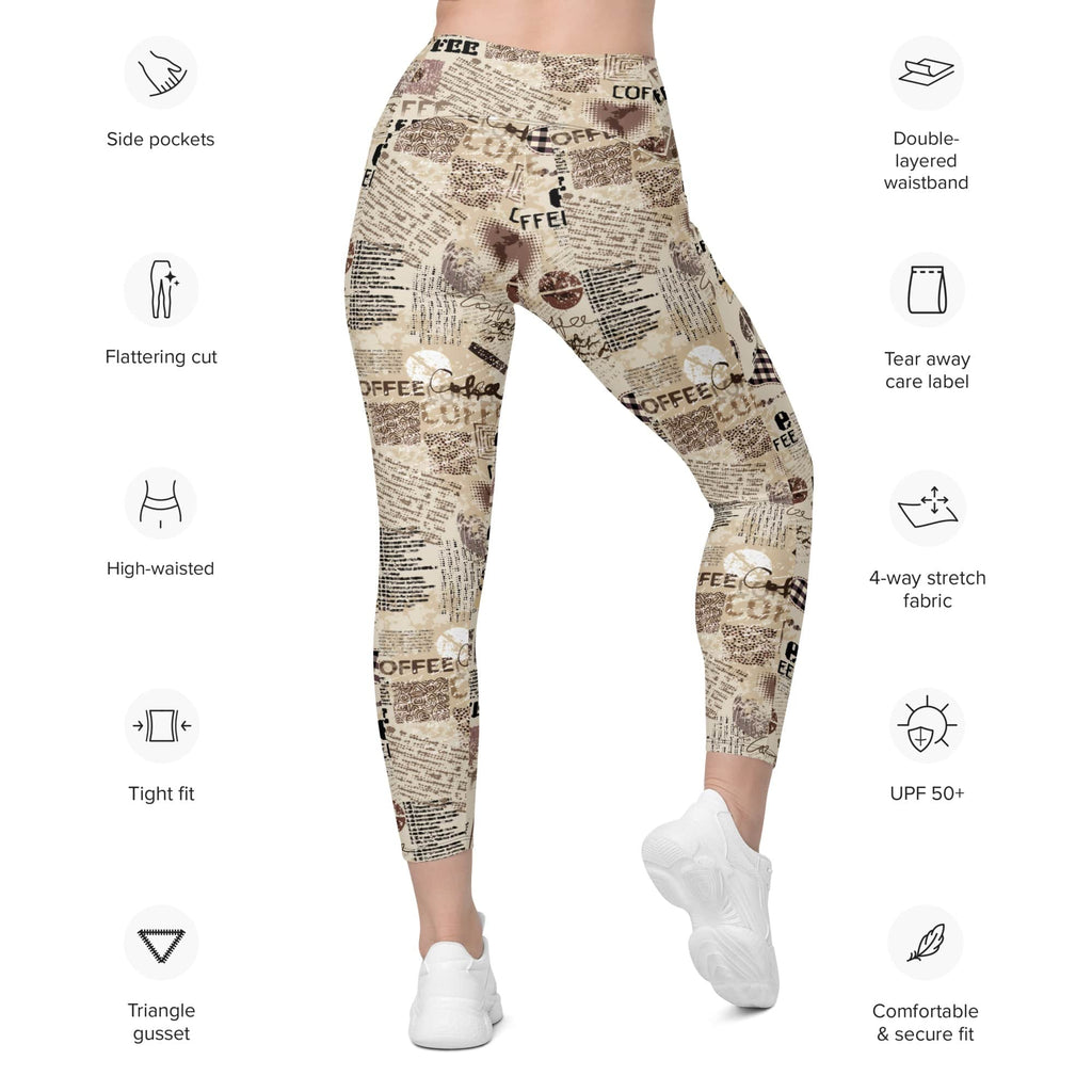 Vintage Coffee Leggings With Pockets