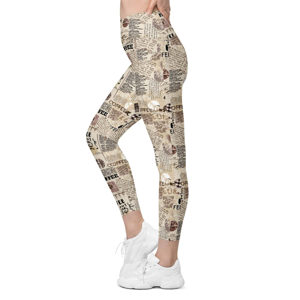 Vintage Coffee Leggings With Pockets