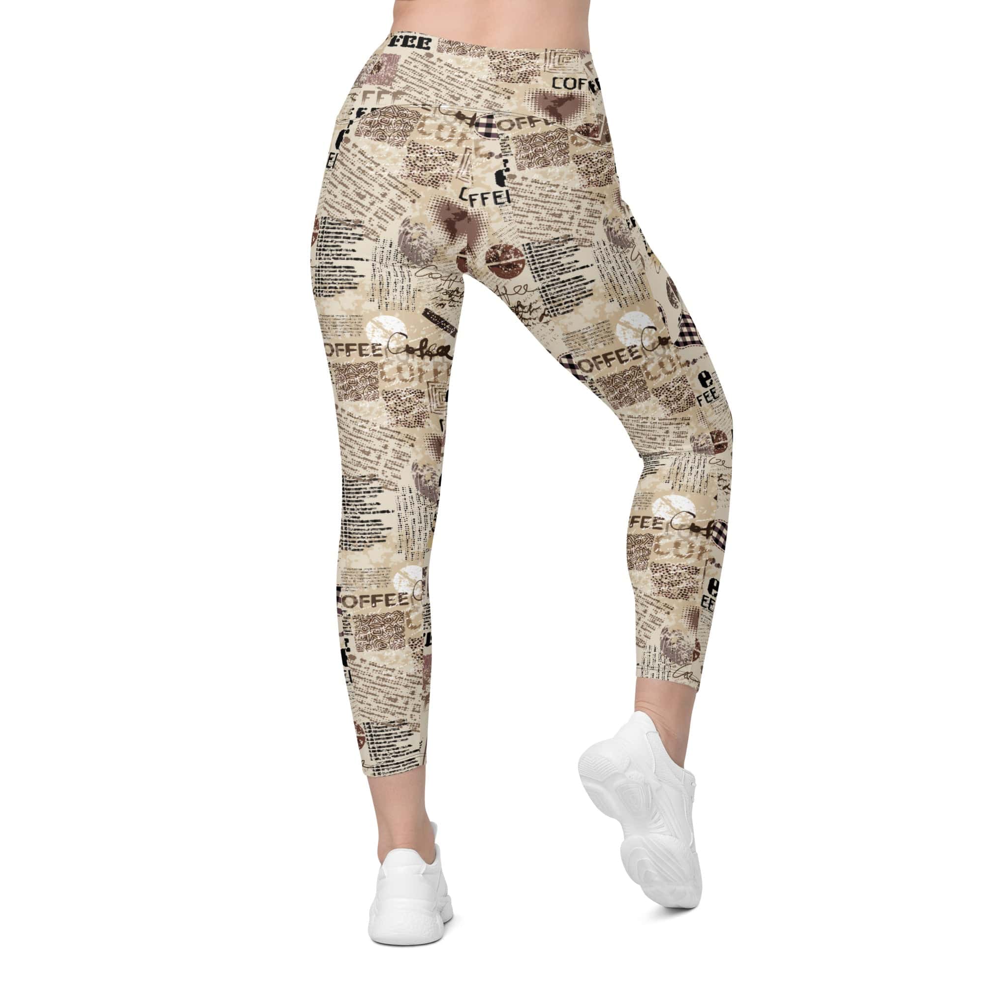 Vintage Coffee Leggings With Pockets