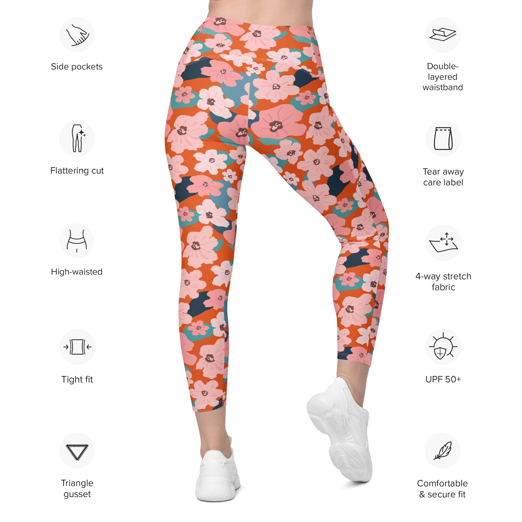 Vintage Floral Leggings With Pockets