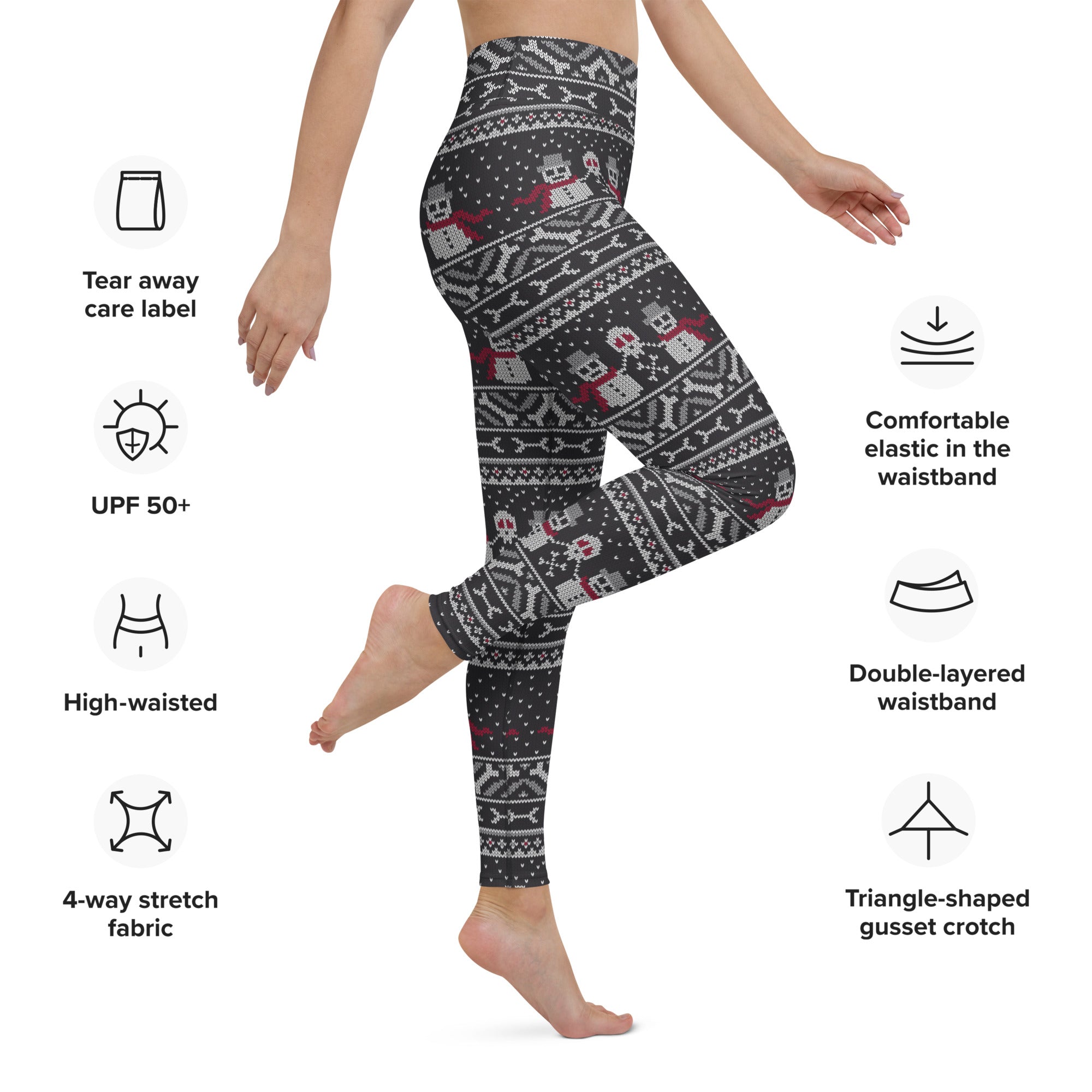 Vintage Goth Knitted Print Yoga Leggings