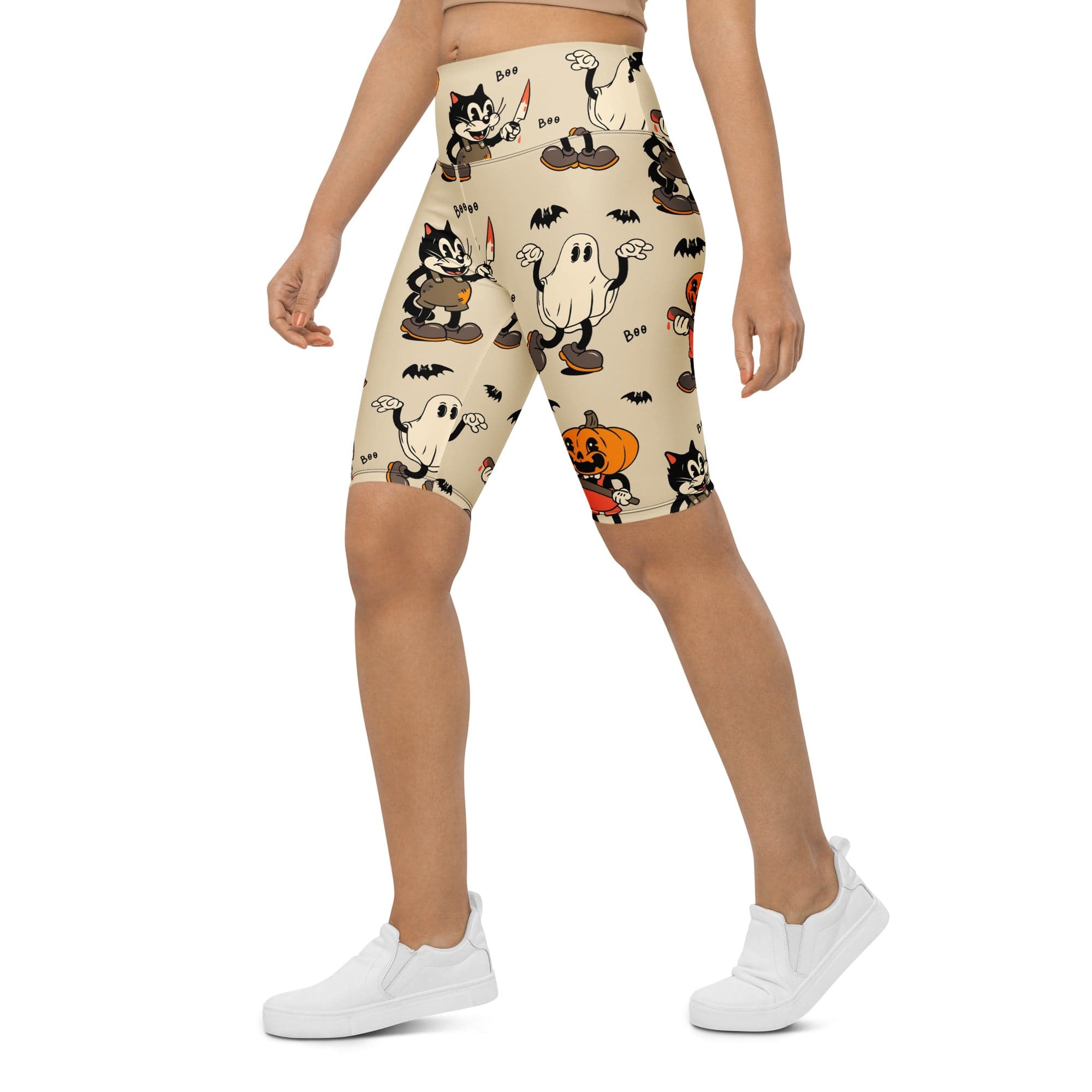 Vintage Halloween Toons Biker Shorts