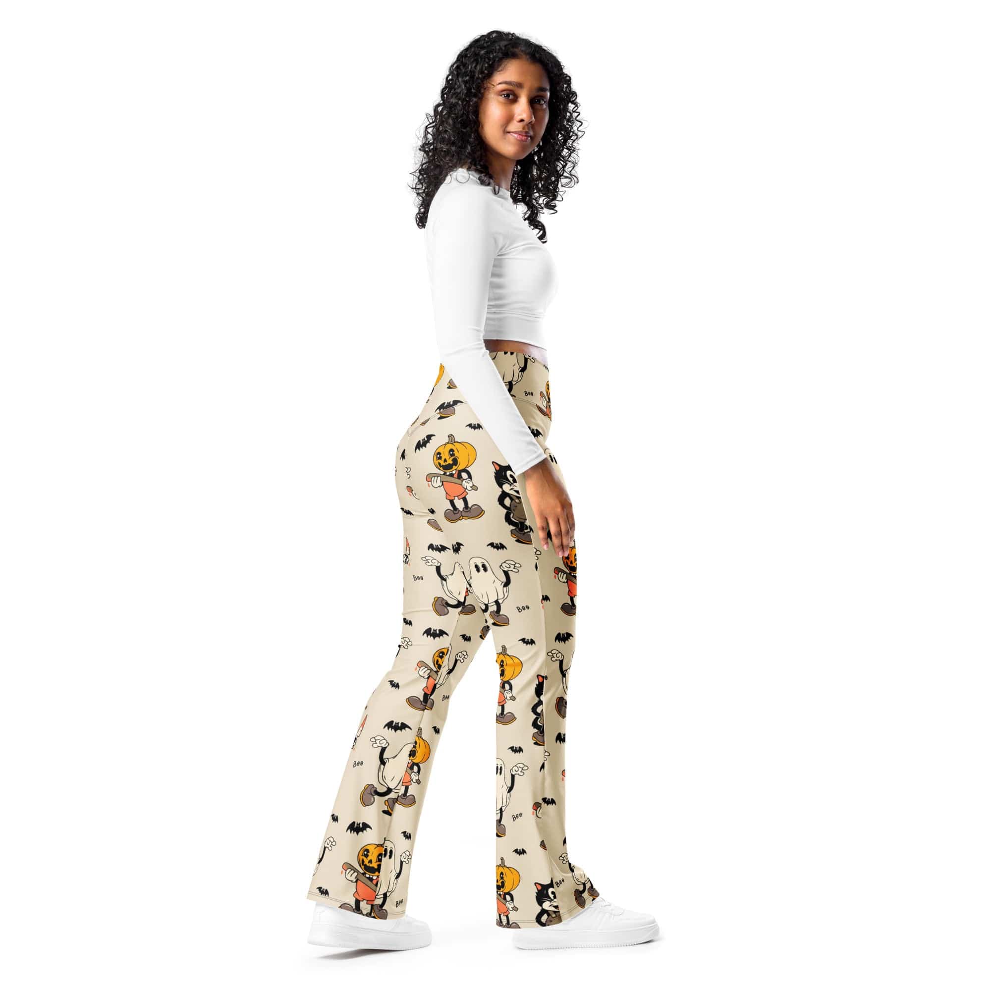 Vintage Halloween Toons Flare Leggings