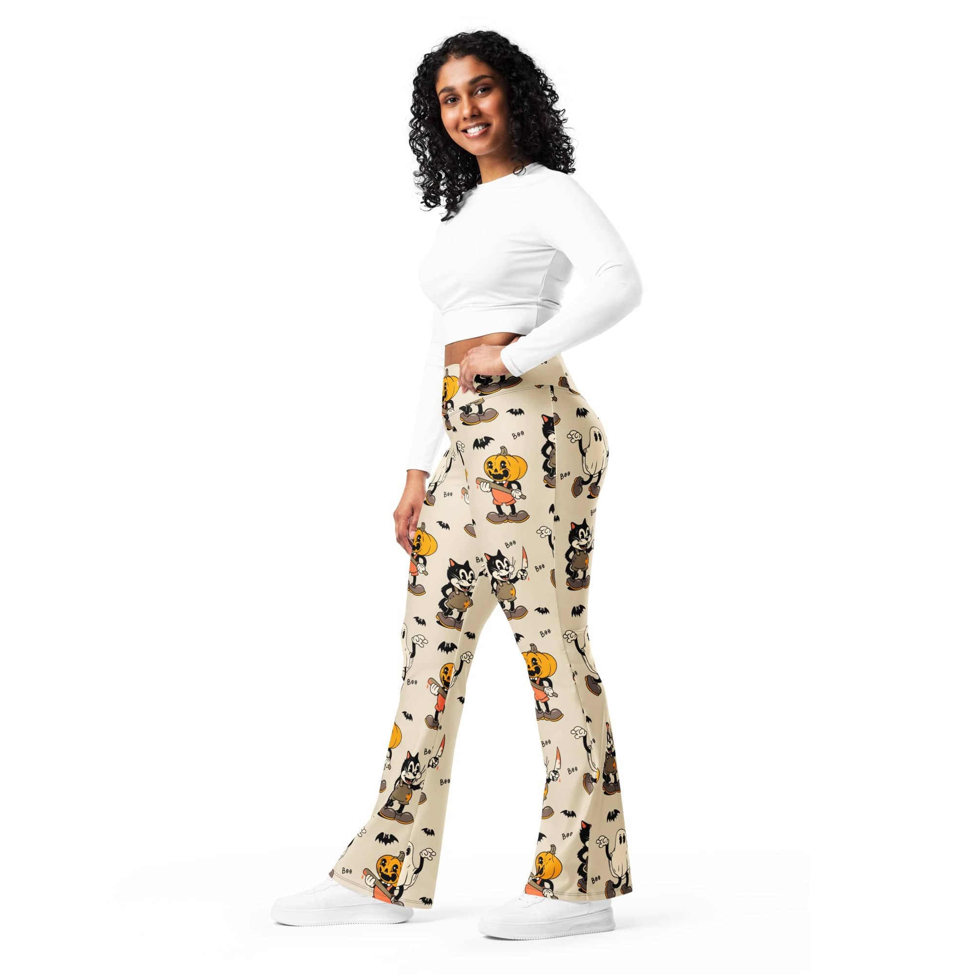 Vintage Halloween Toons Flare Leggings