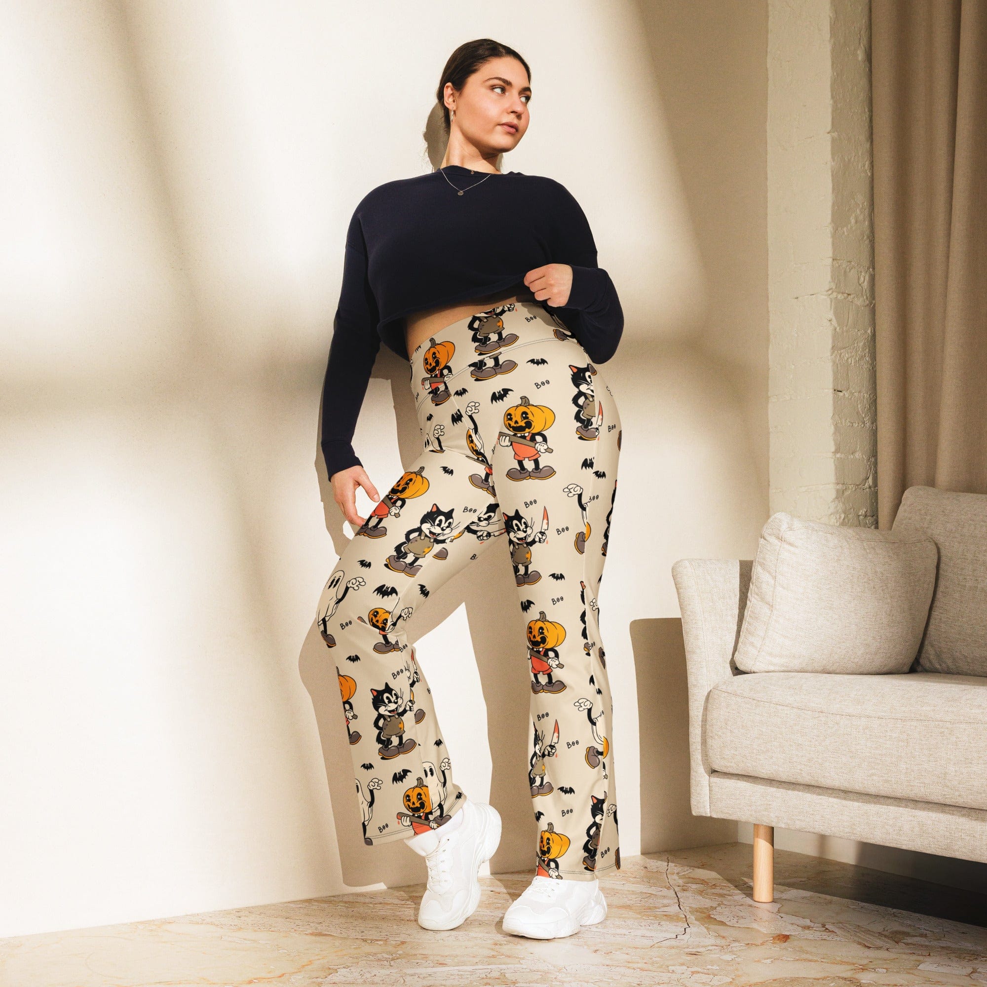 Vintage Halloween Toons Flare Leggings