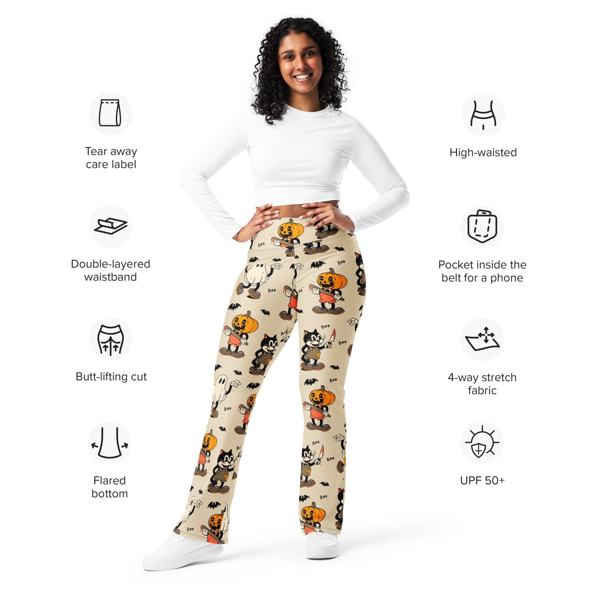 Vintage Halloween Toons Flare Leggings
