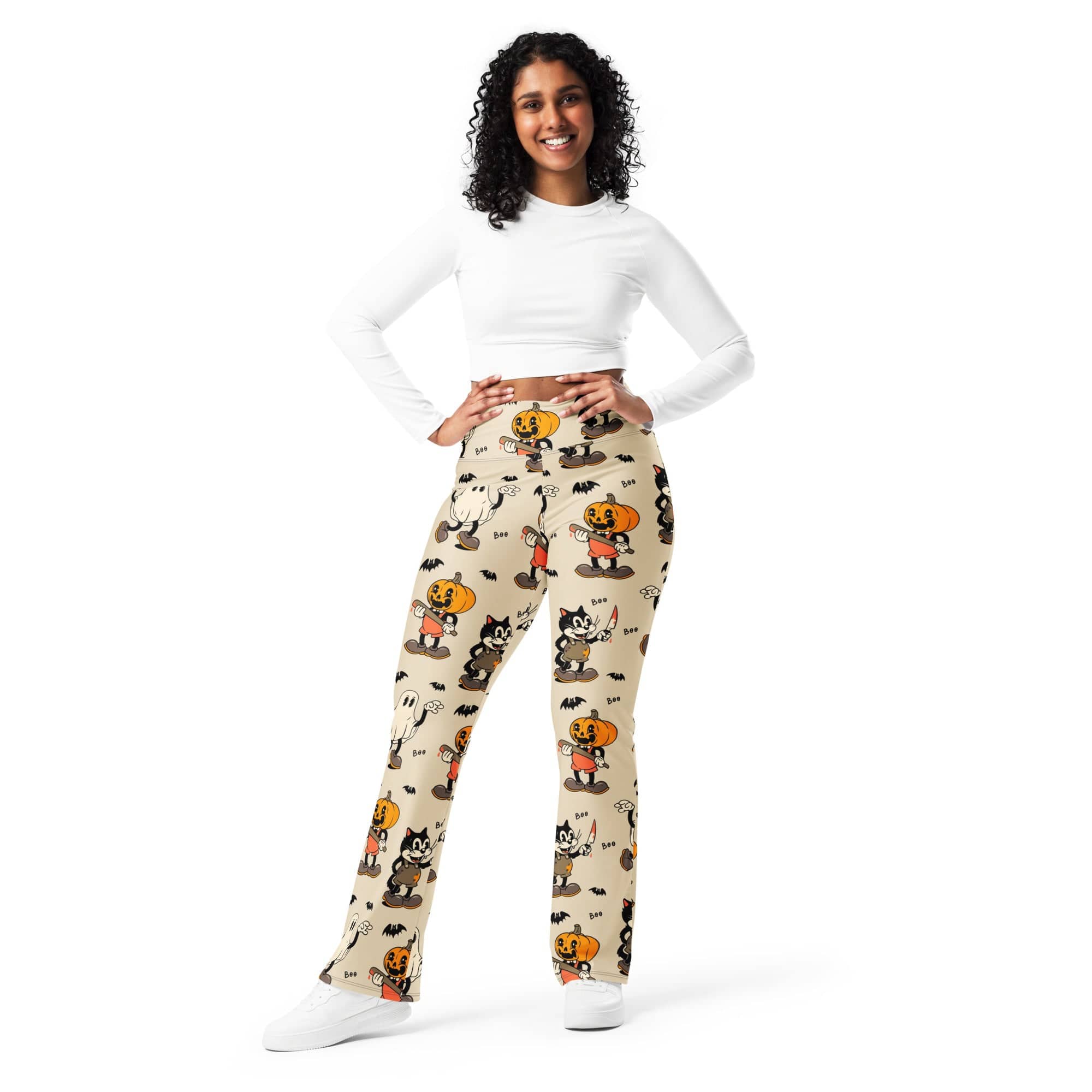 Vintage Halloween Toons Flare Leggings