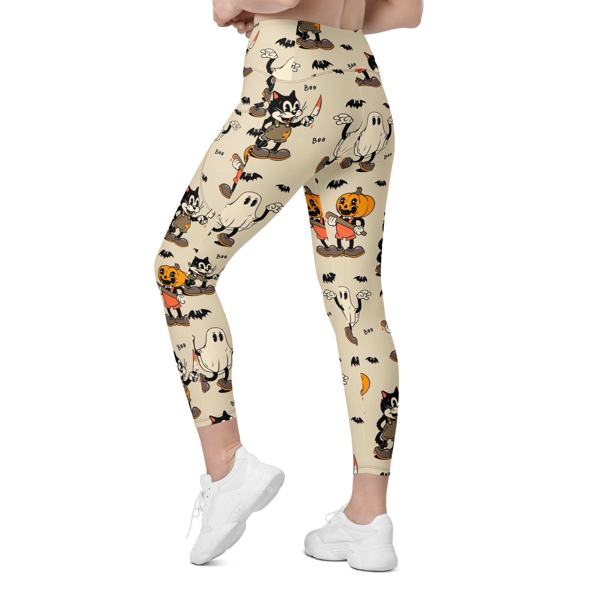 Vintage Halloween Toons Leggings With Pockets