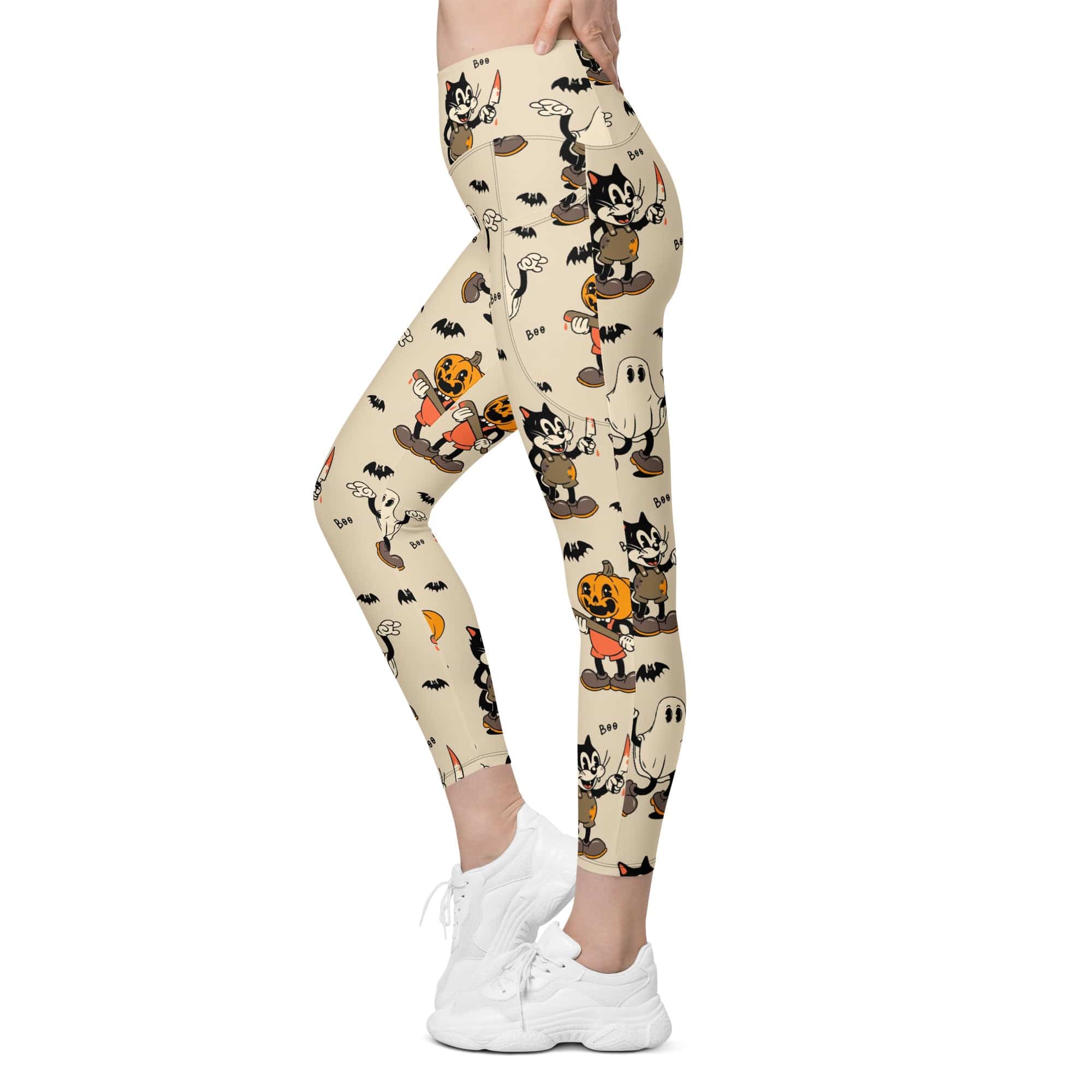 Vintage Halloween Toons Leggings With Pockets
