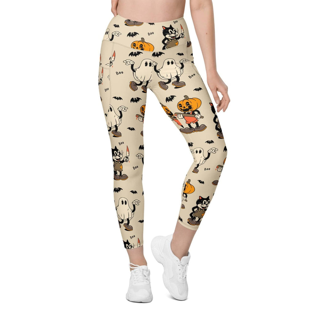 Vintage Halloween Toons Leggings With Pockets