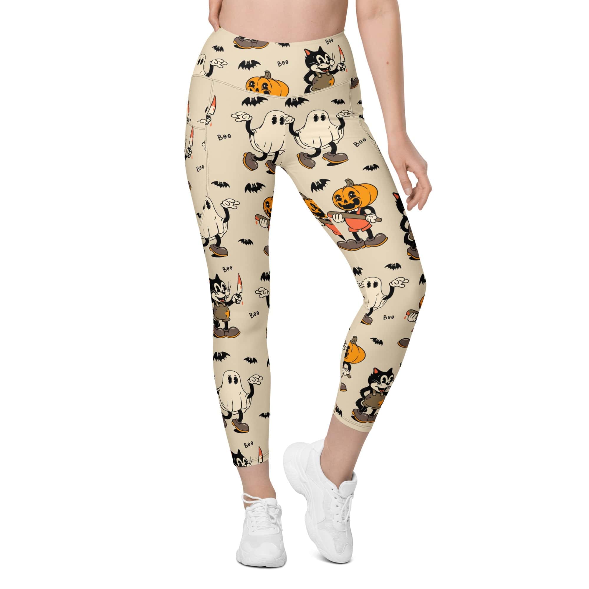 Vintage Halloween Toons Leggings With Pockets
