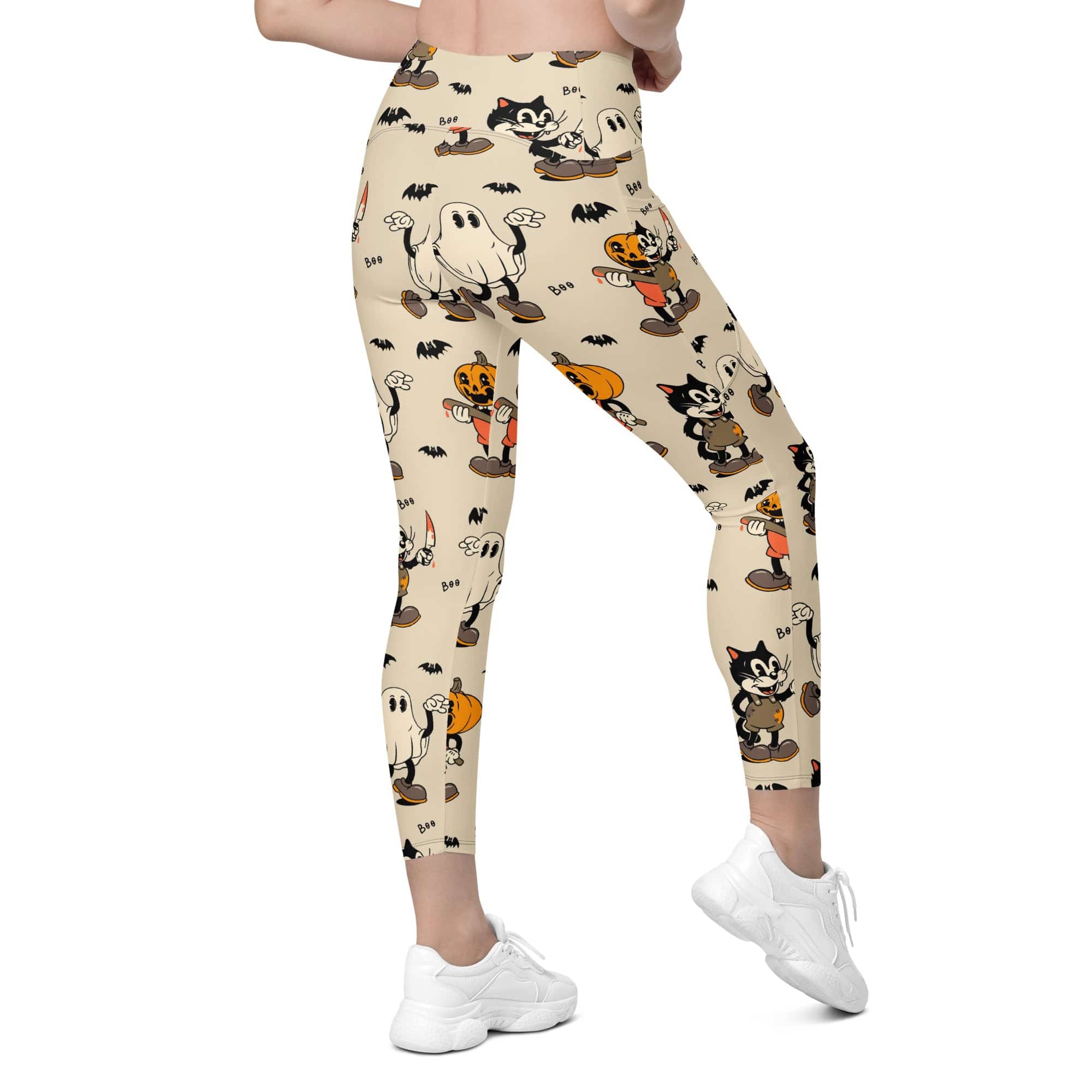 Vintage Halloween Toons Leggings With Pockets