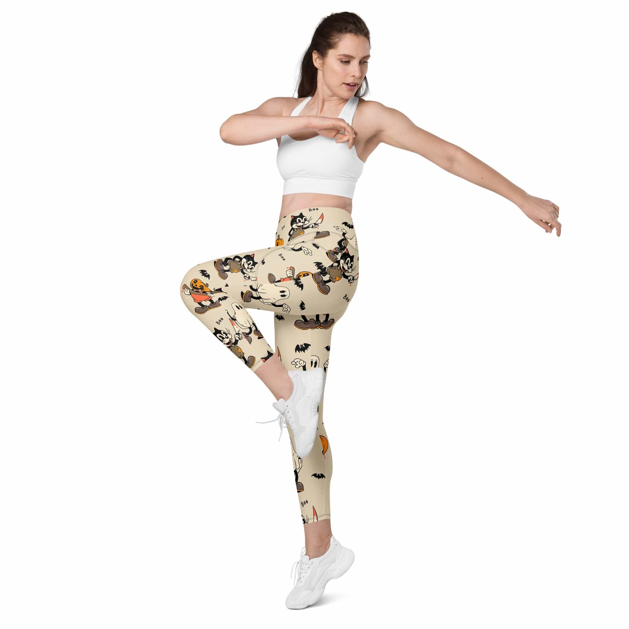 Vintage Halloween Toons Leggings With Pockets