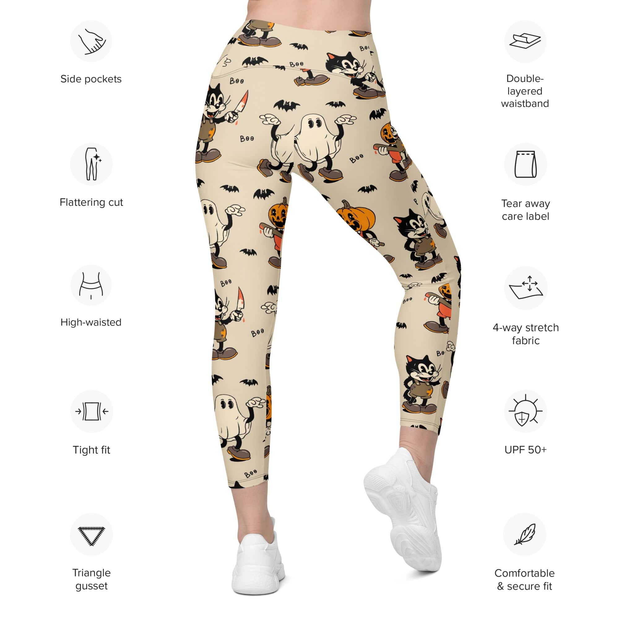 Vintage Halloween Toons Leggings With Pockets