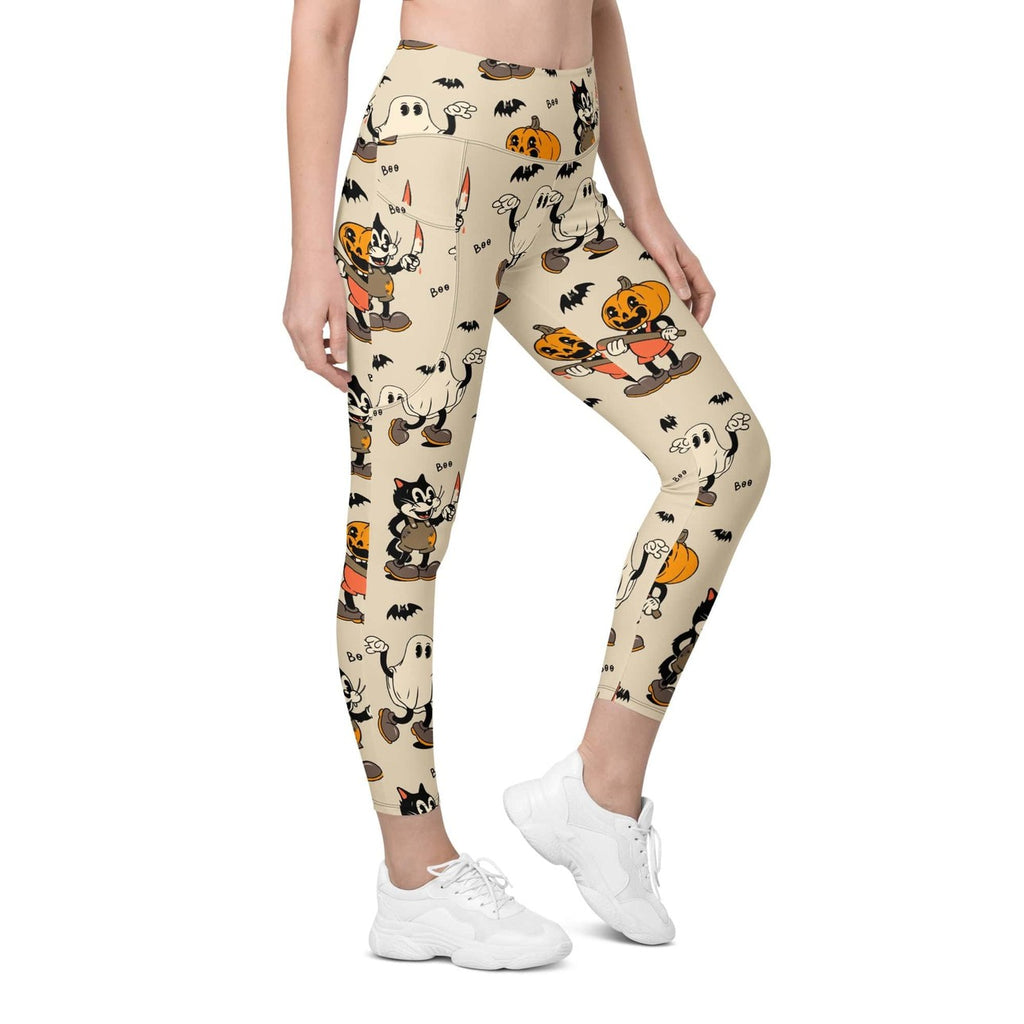 Vintage Halloween Toons Leggings With Pockets