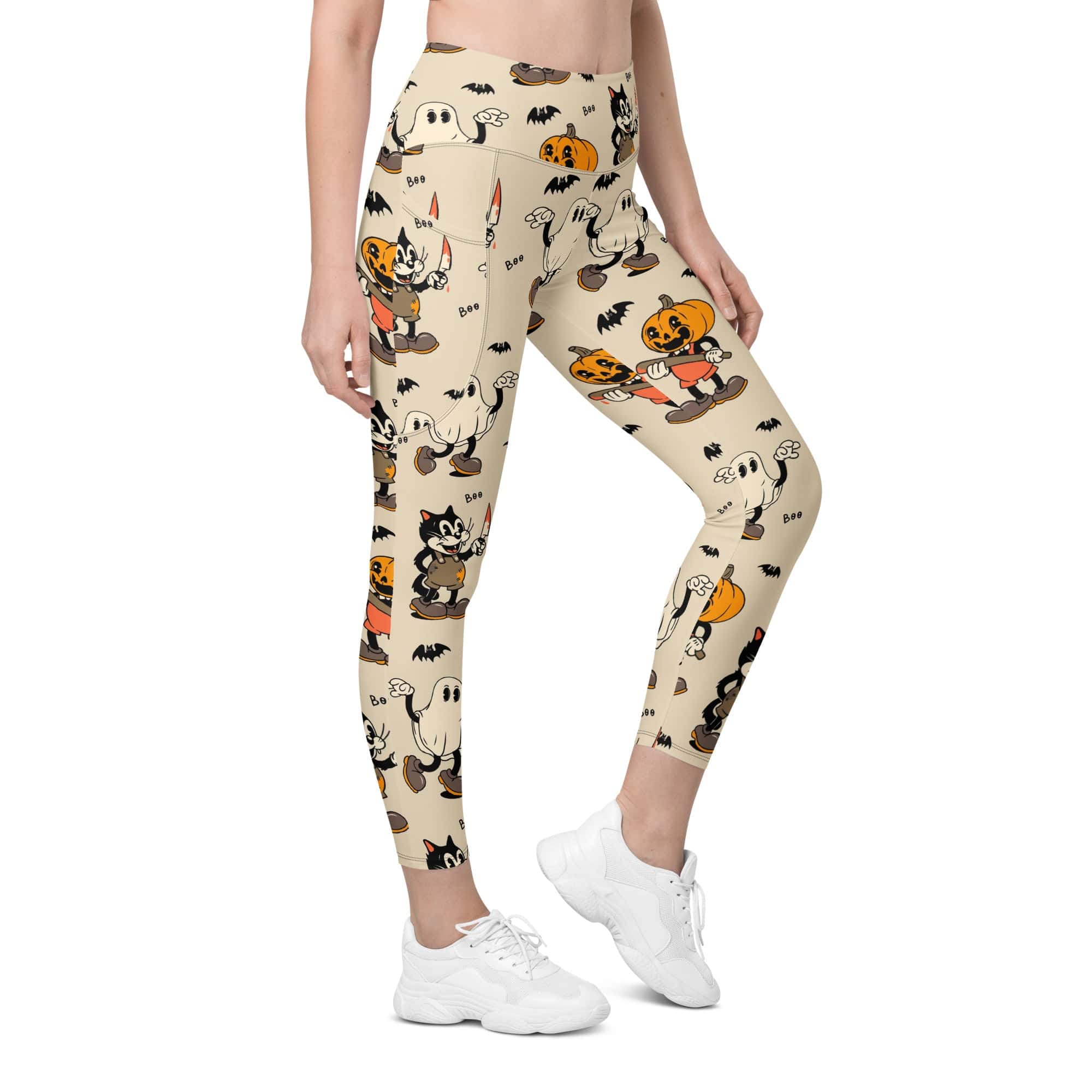 Vintage Halloween Toons Leggings With Pockets
