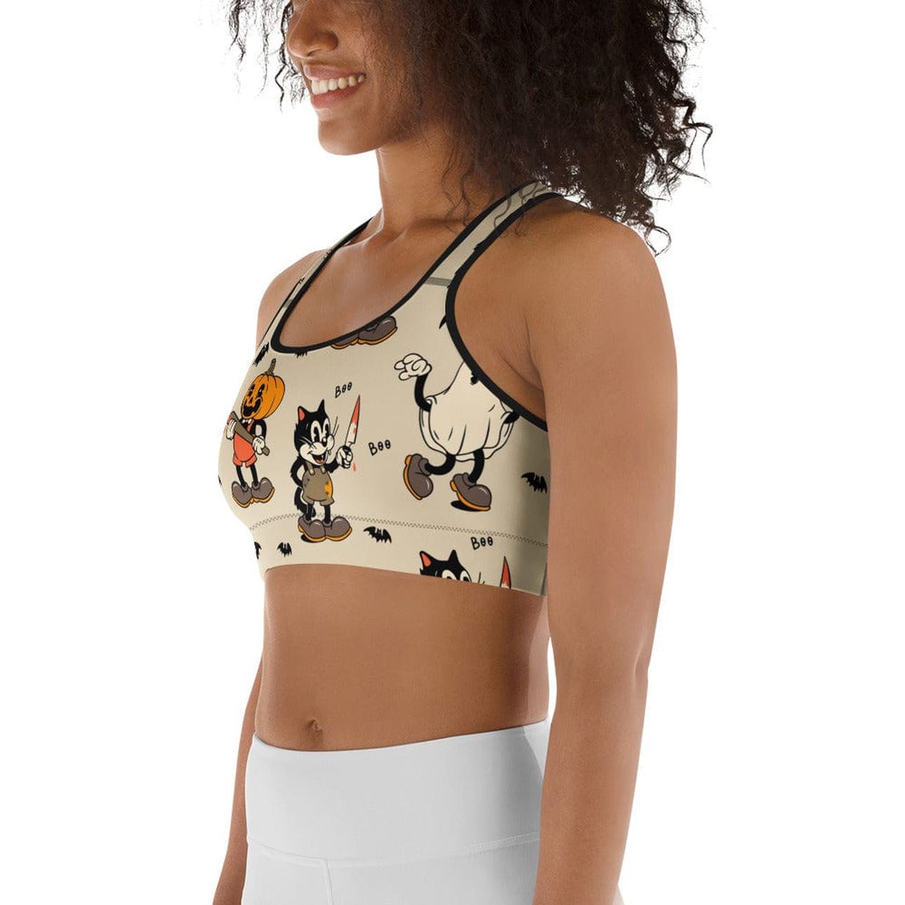 Vintage Halloween Toons Sports Bra