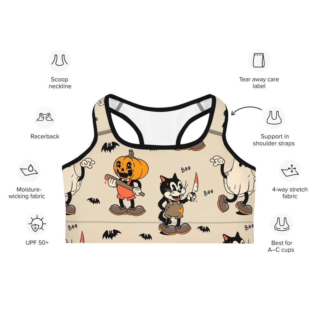 Vintage Halloween Toons Sports Bra