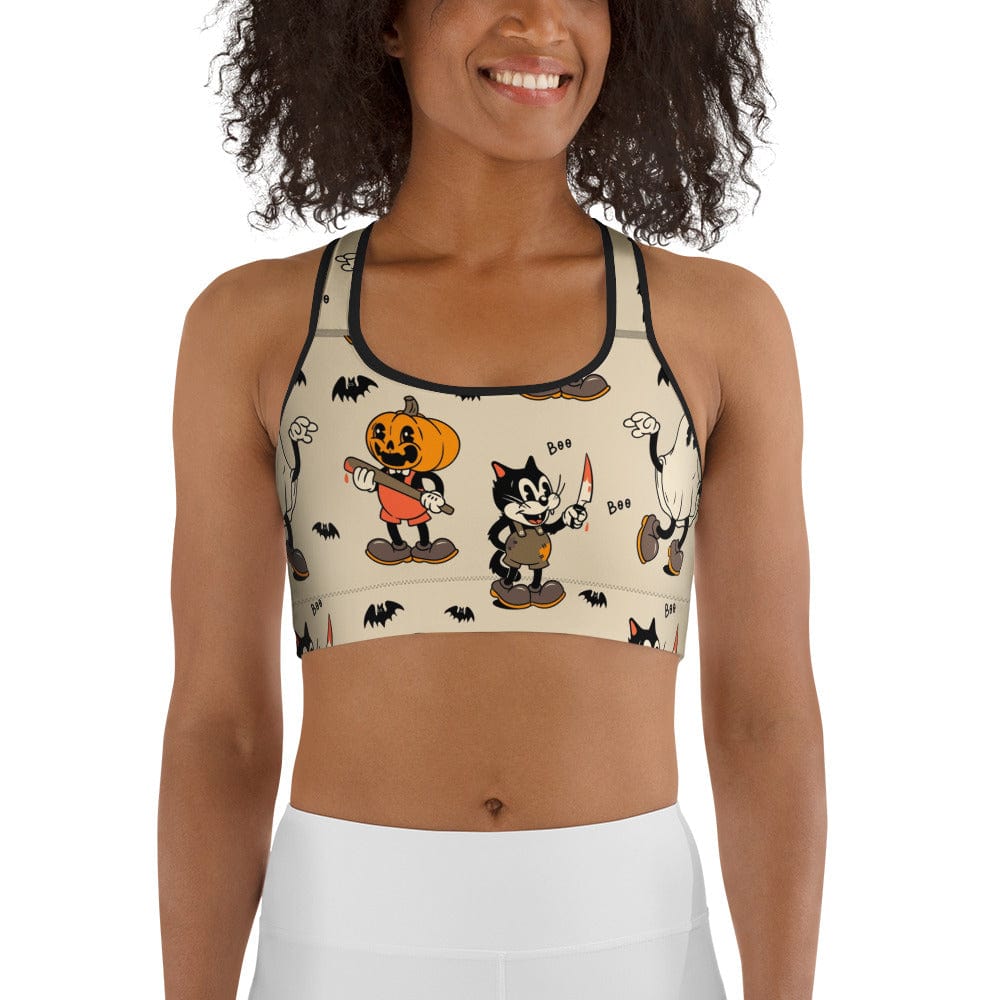Vintage Halloween Toons Sports Bra