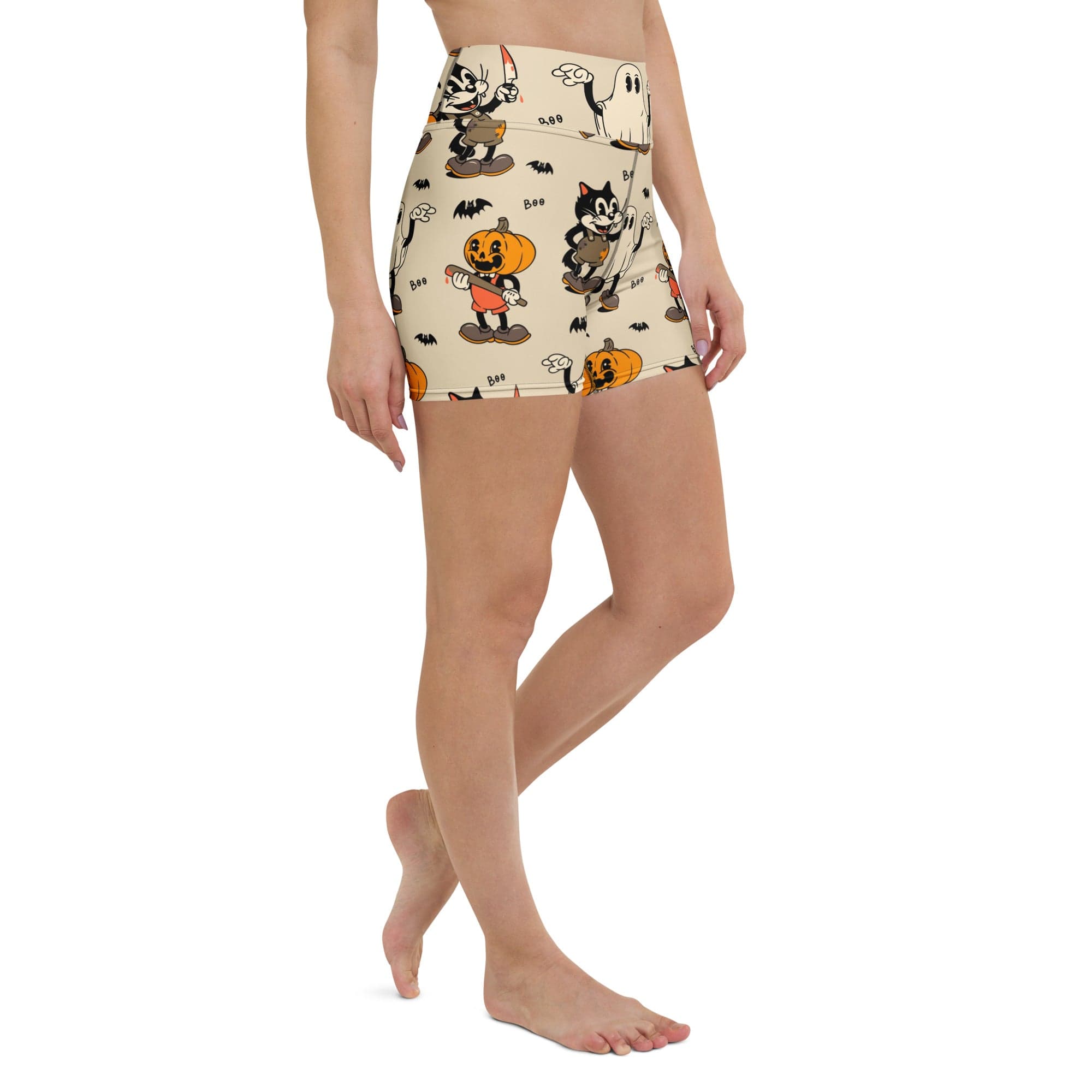 Vintage Halloween Toons Yoga Shorts