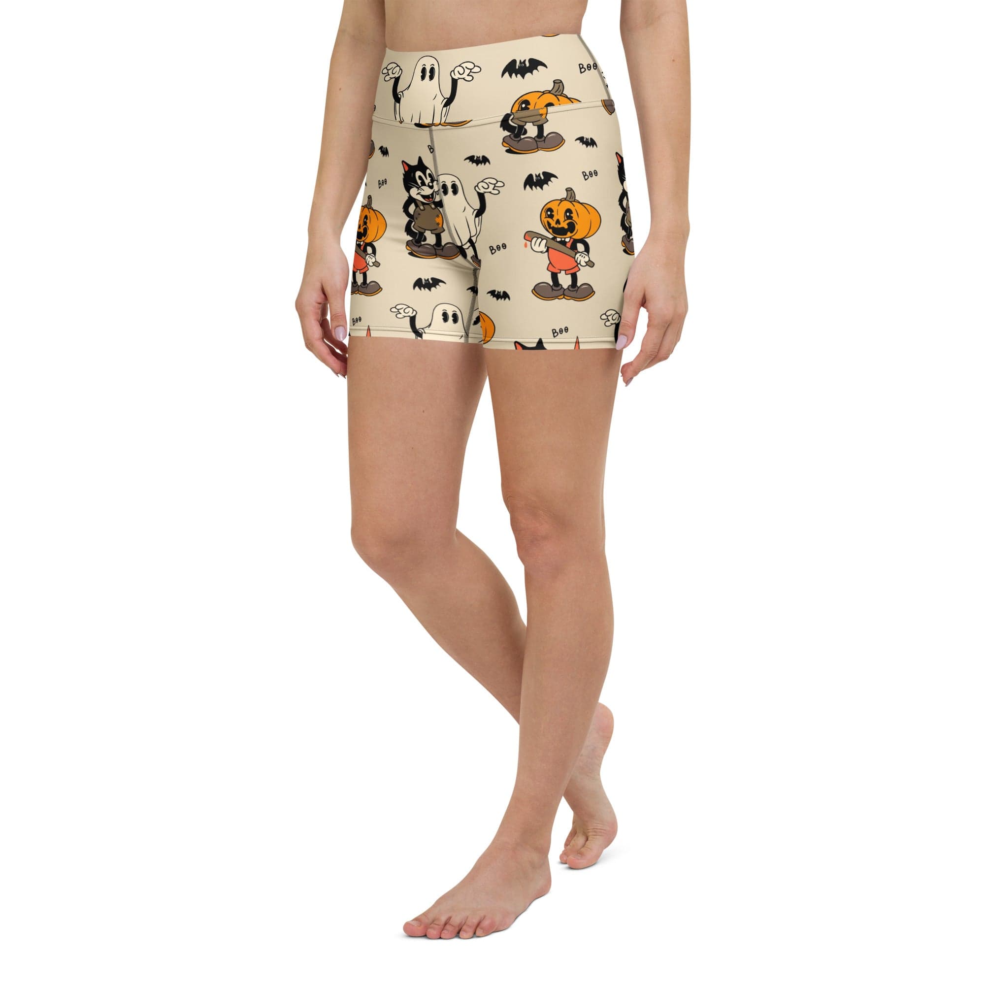 Vintage Halloween Toons Yoga Shorts