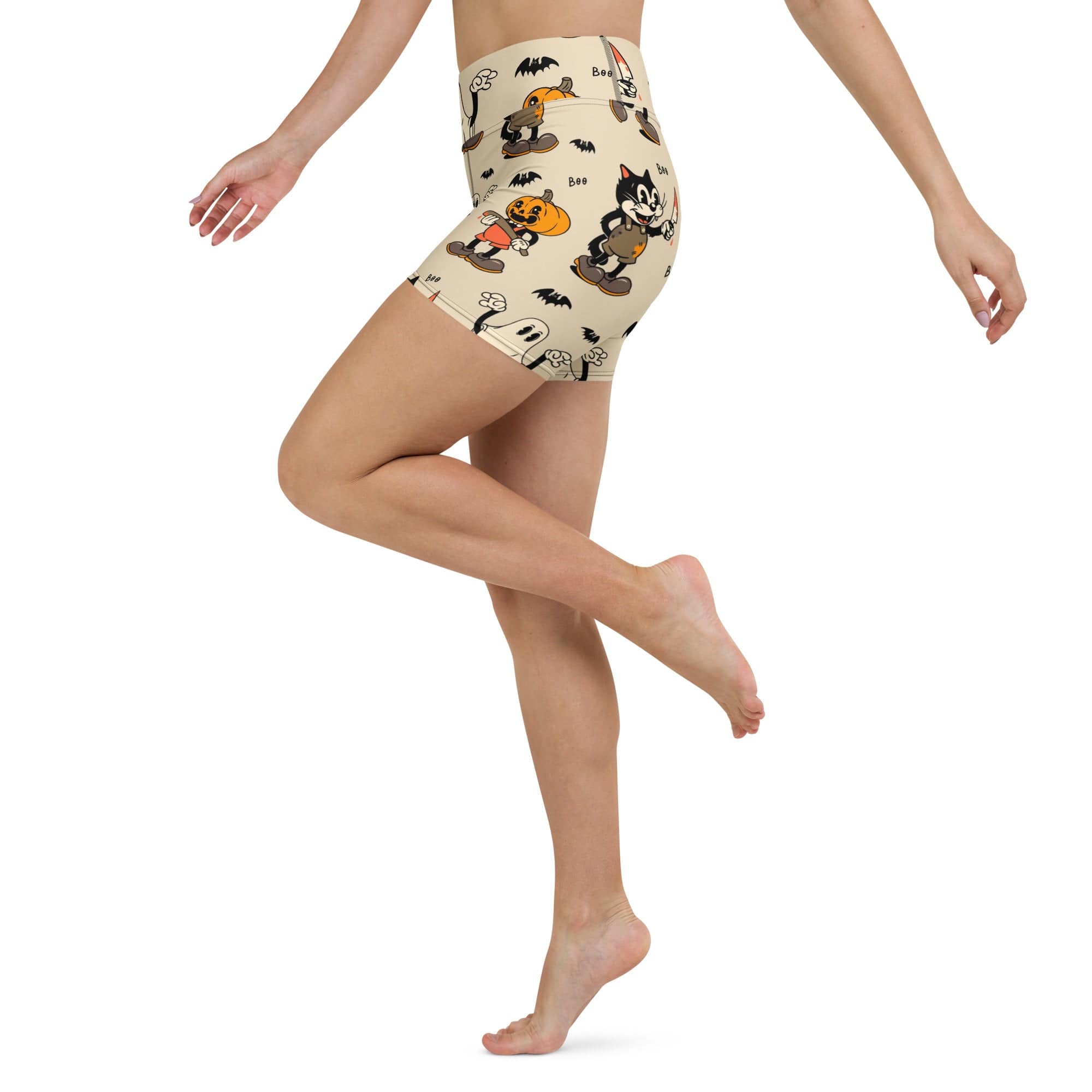Vintage Halloween Toons Yoga Shorts
