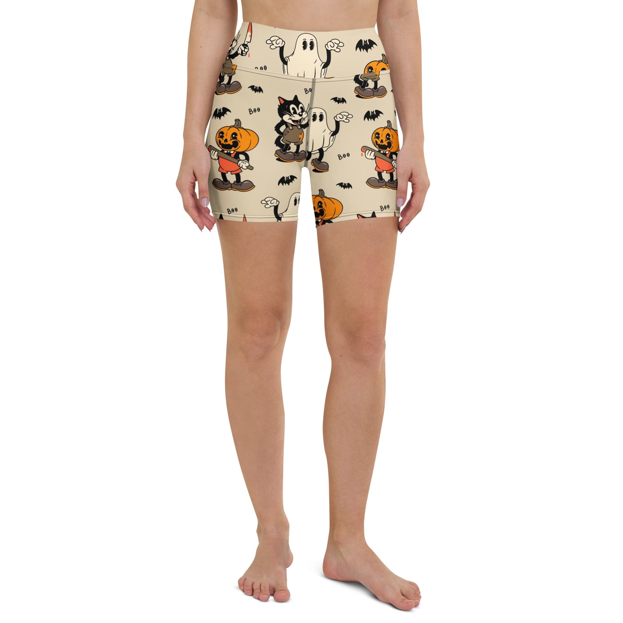 Vintage Halloween Toons Yoga Shorts