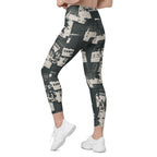 Vintage Newspaper Leggings with Pockets